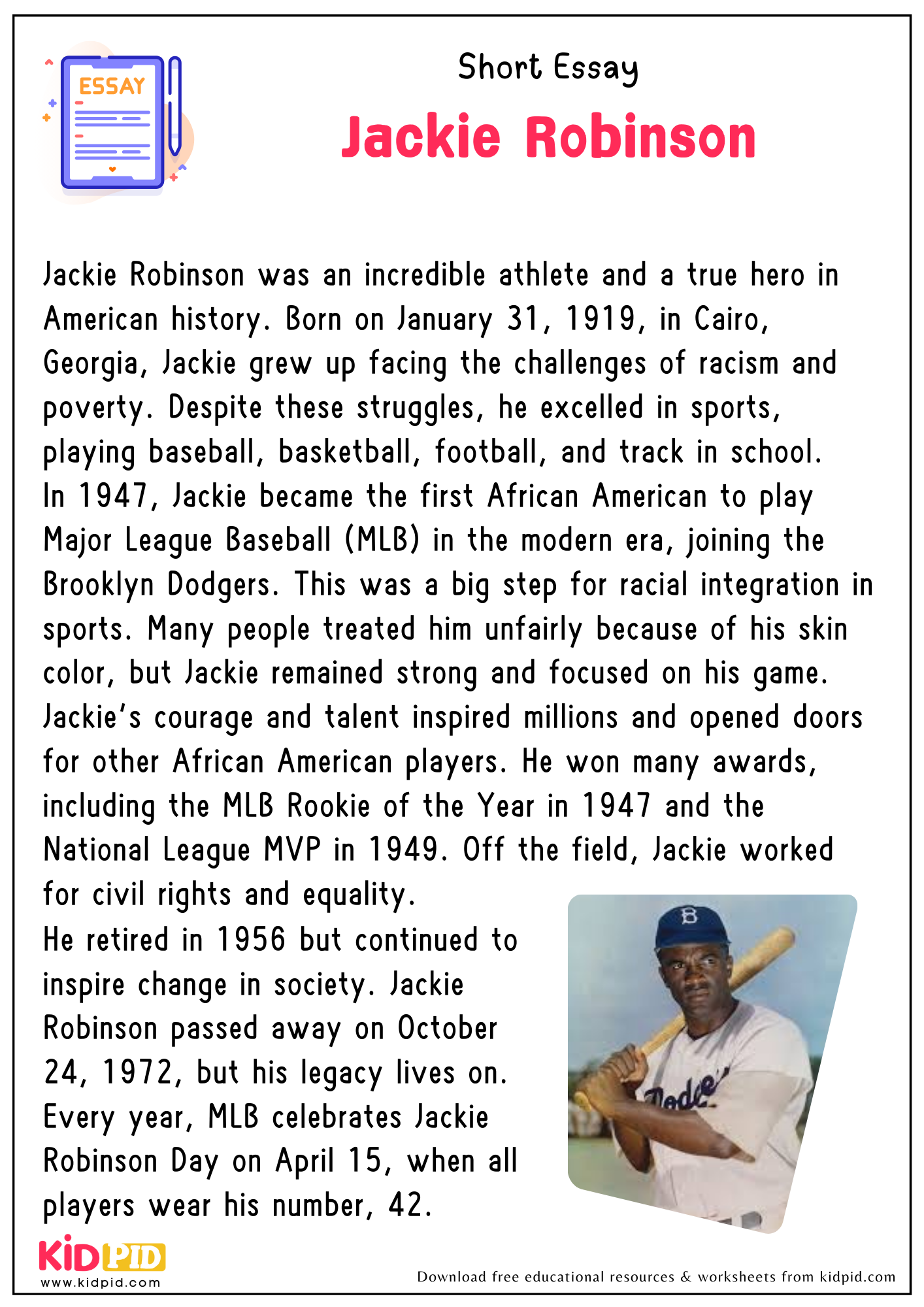 Short Essay on Jackie Robinson
