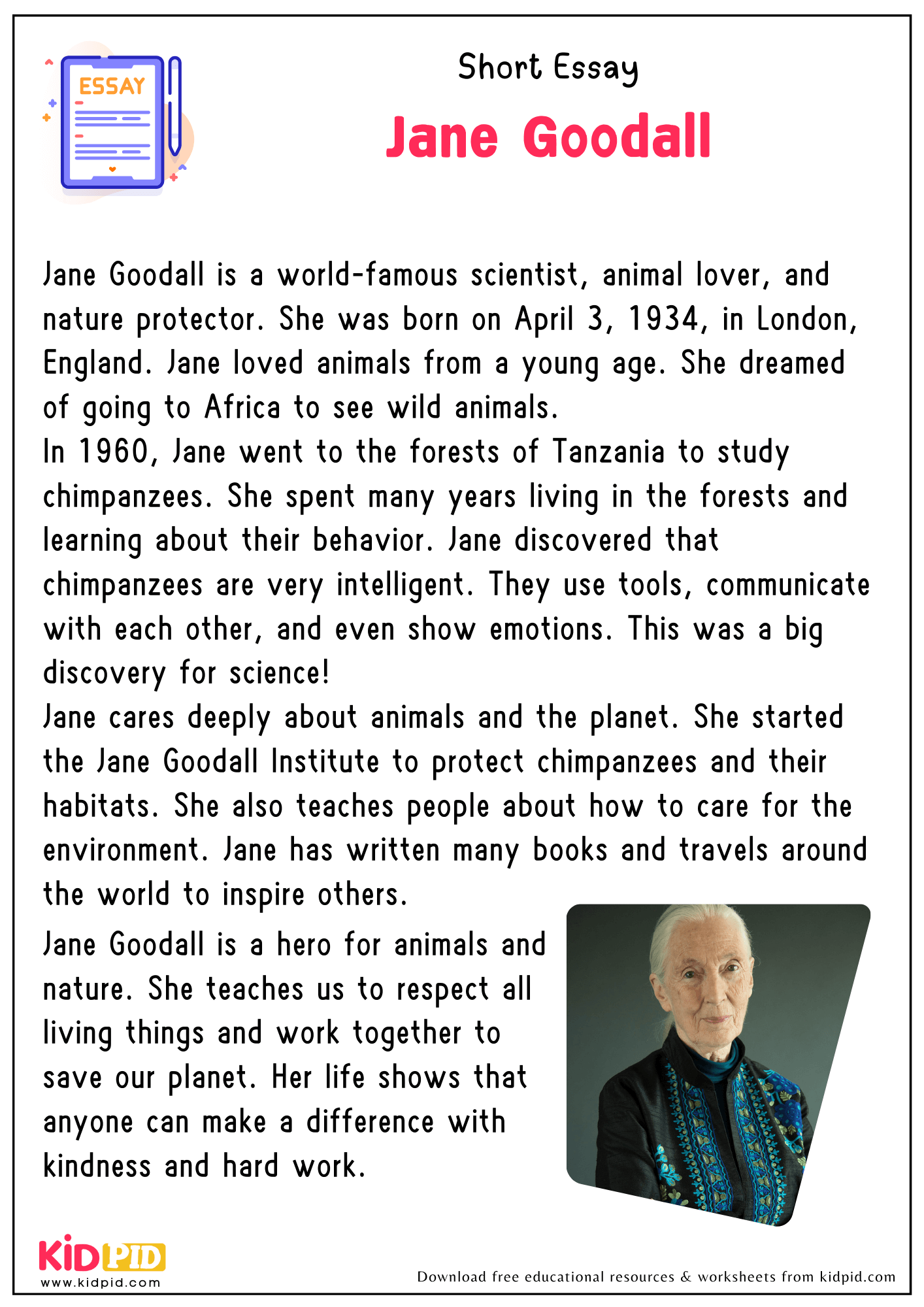 Short Essay on Jane Goodall
