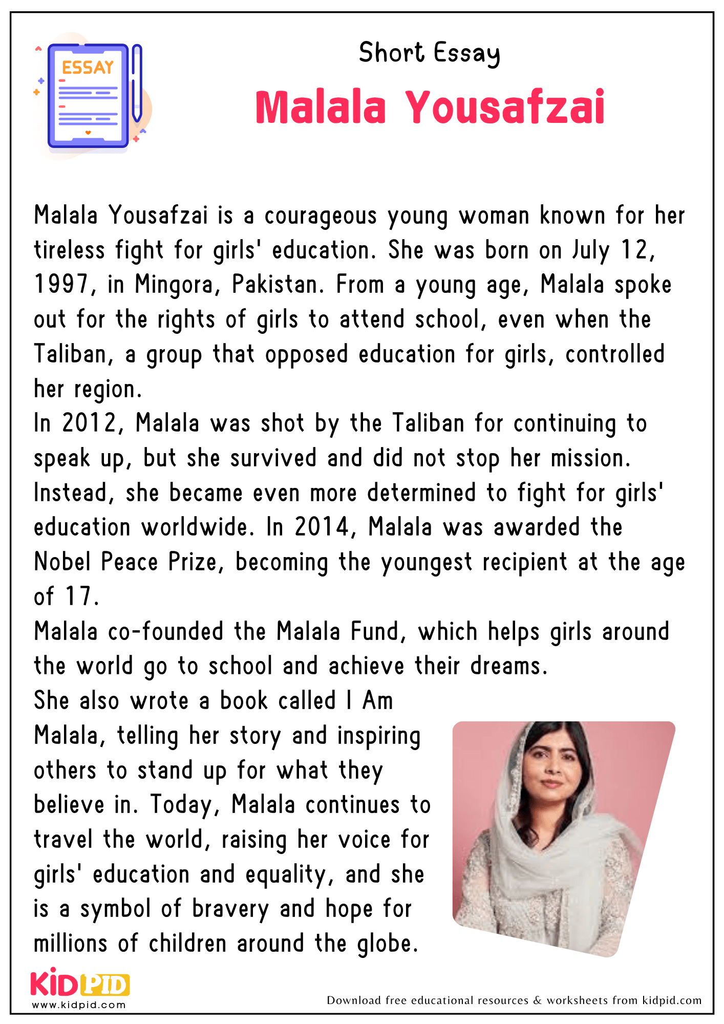Short Essay on Malala Yousafzai