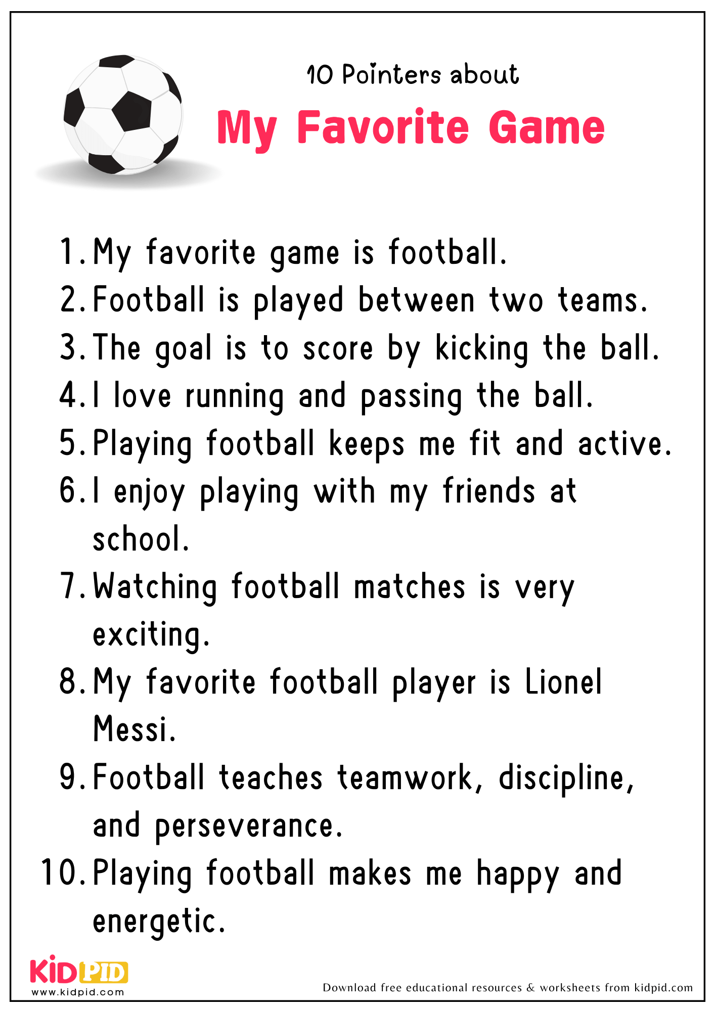 10 Points On The Topic "My Favorite Game"