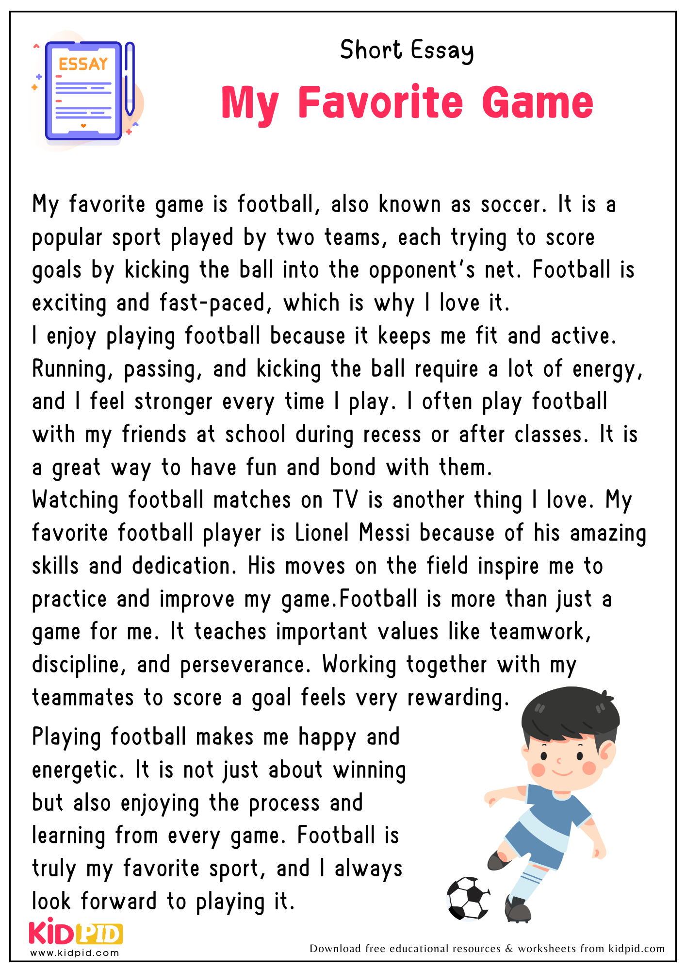 Short Essay On "My Favorite Game"