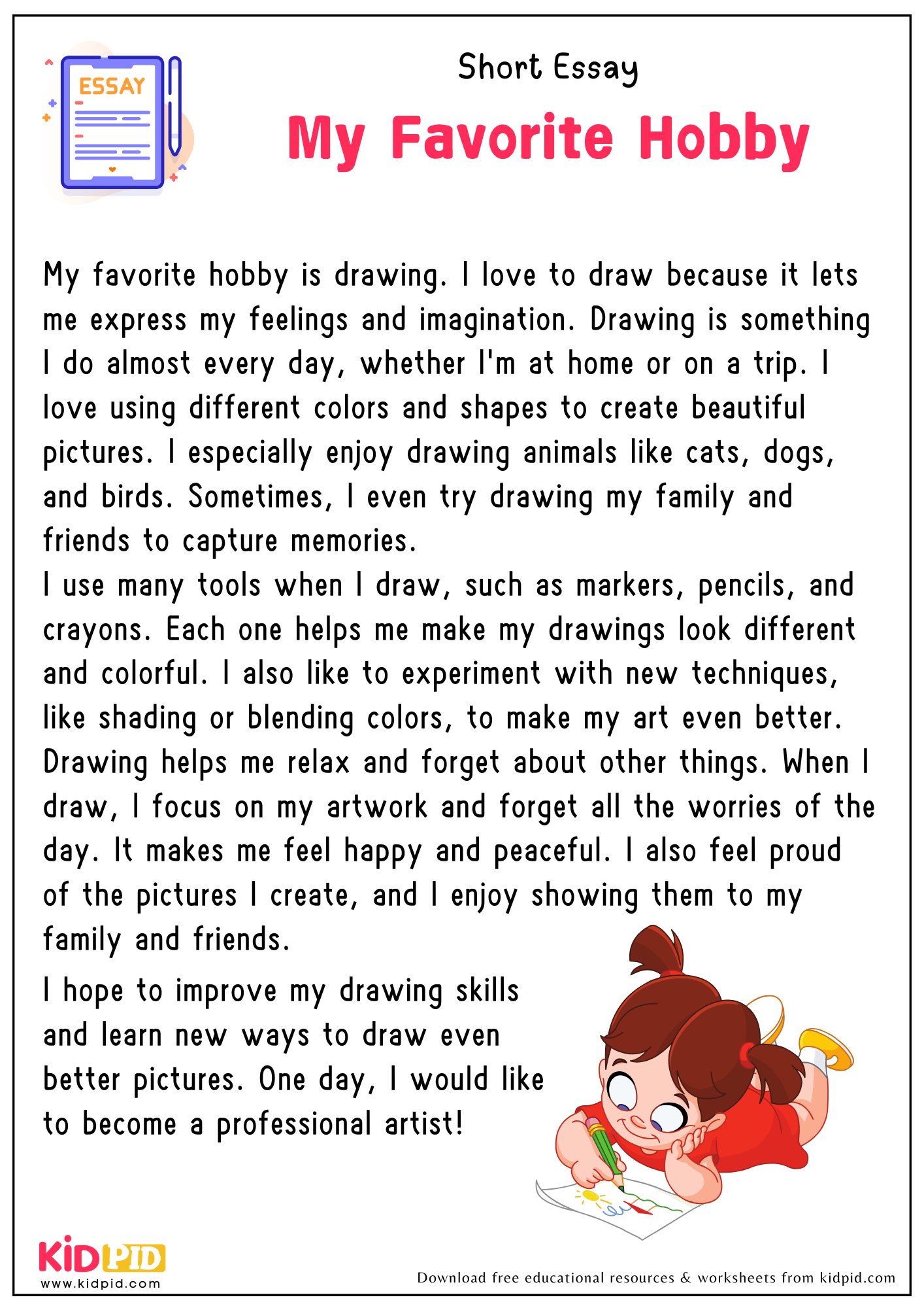 Short Essay My Favorite Hobby 