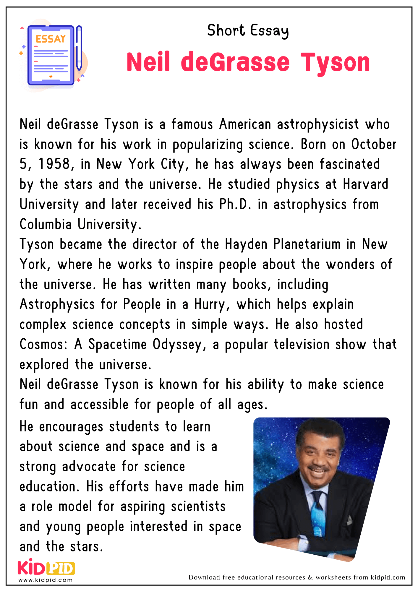 Short Essay Neil deGrasse Tyson