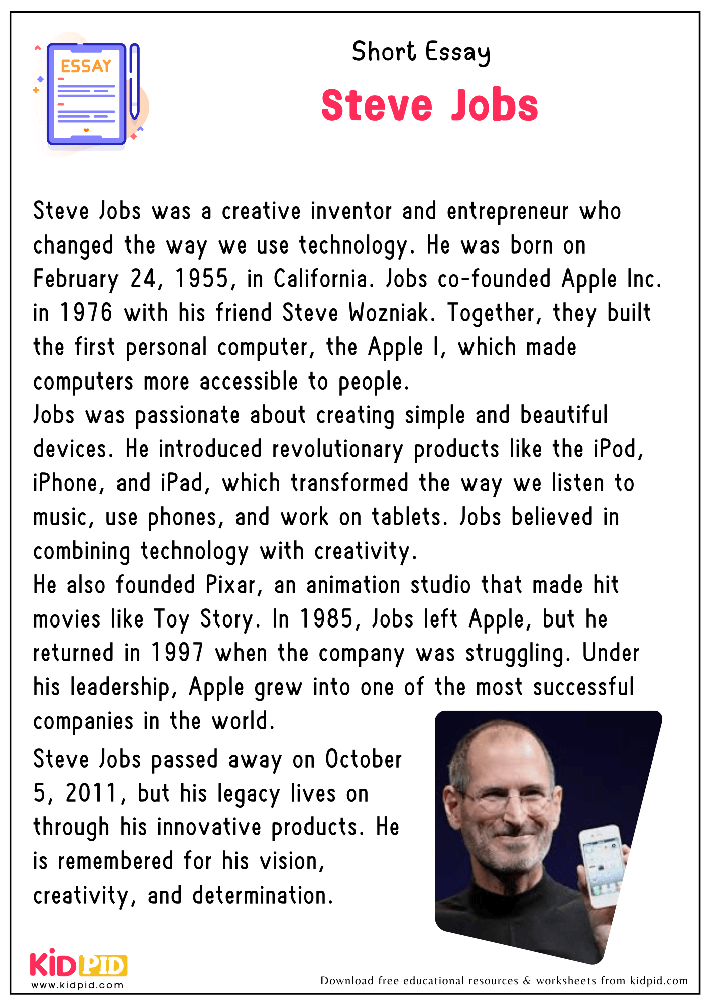 Short Essay on Steve Jobs