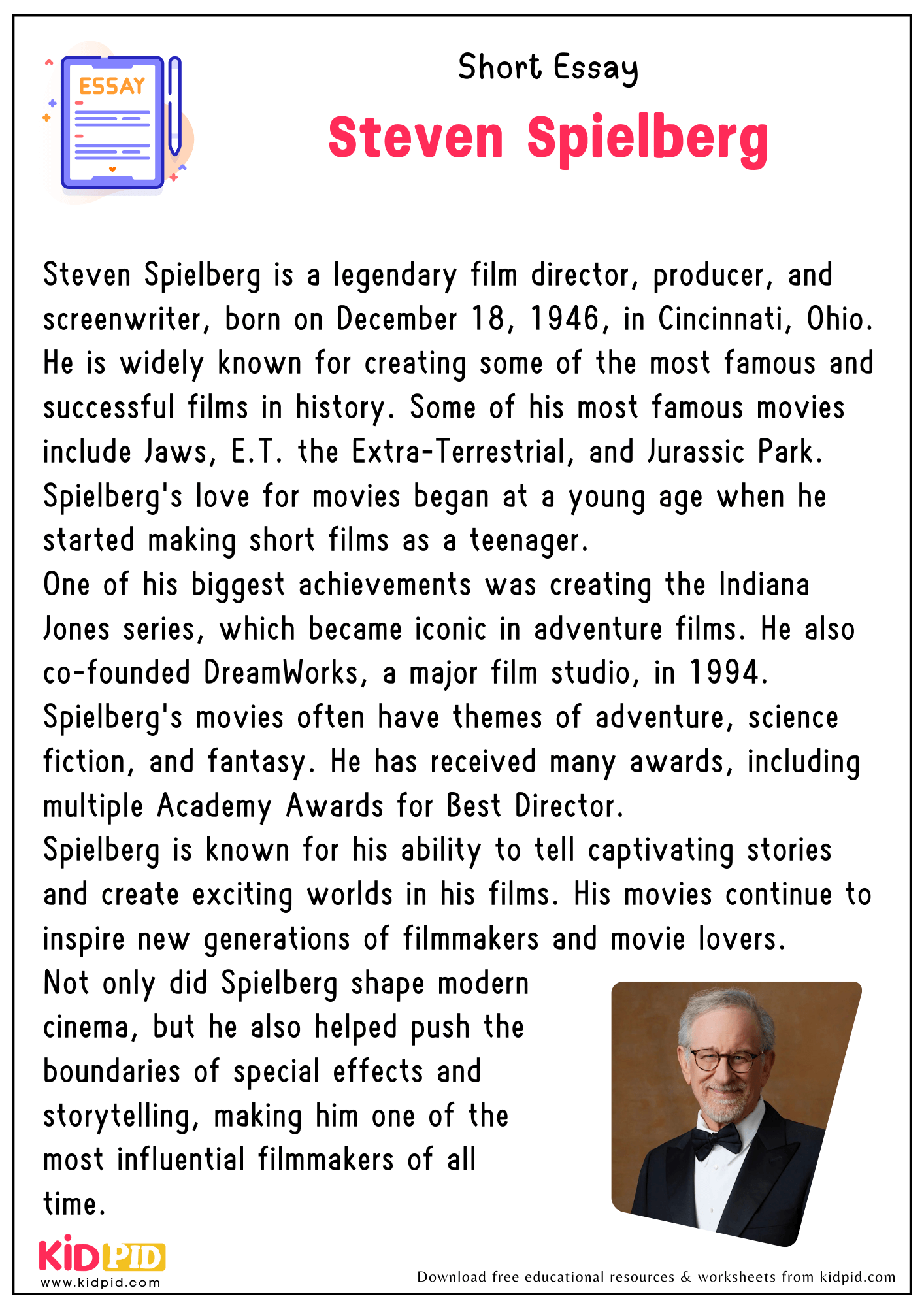 Short Essay on Steven Spielberg