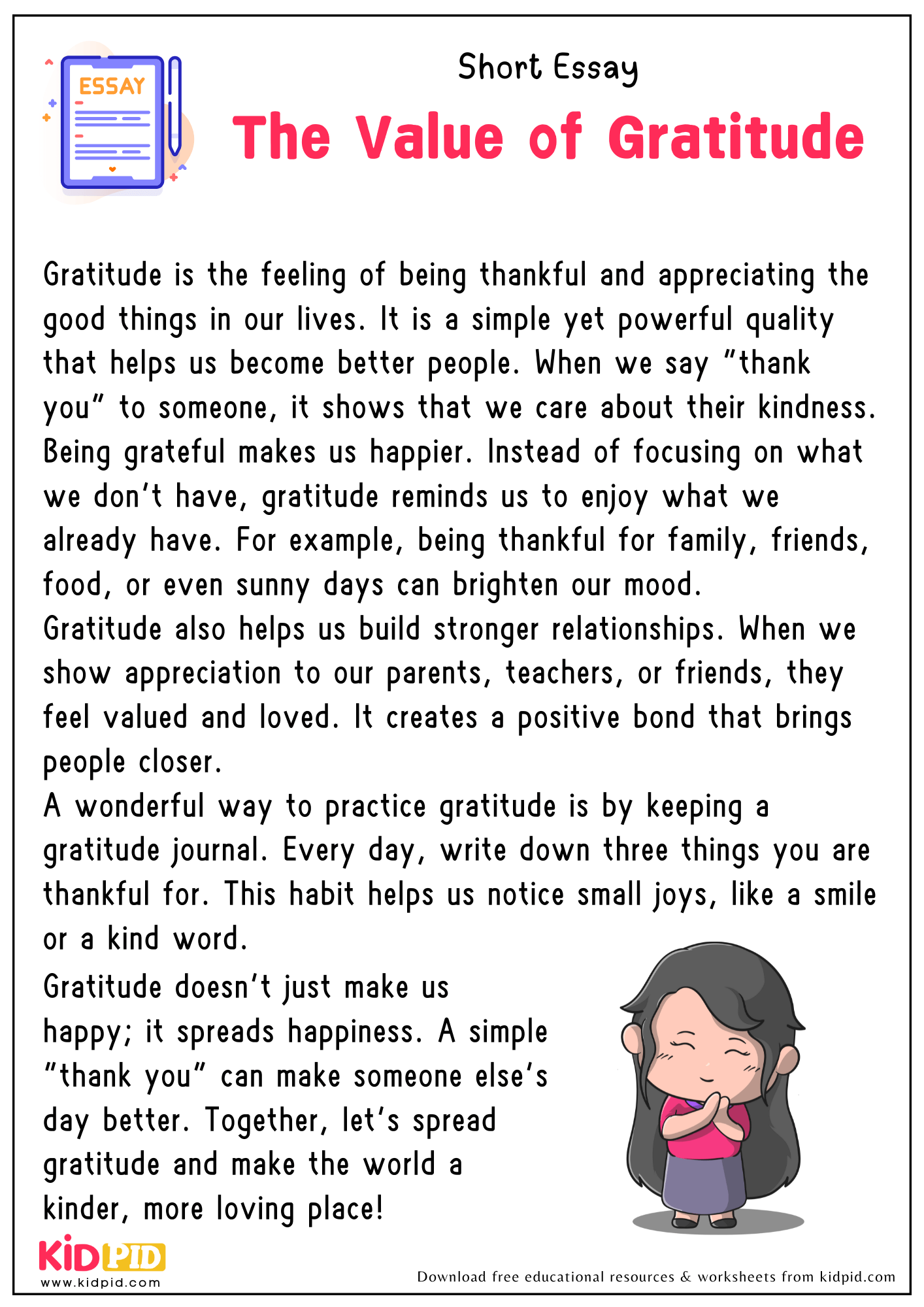 Short Essay on The Value of Gratitude