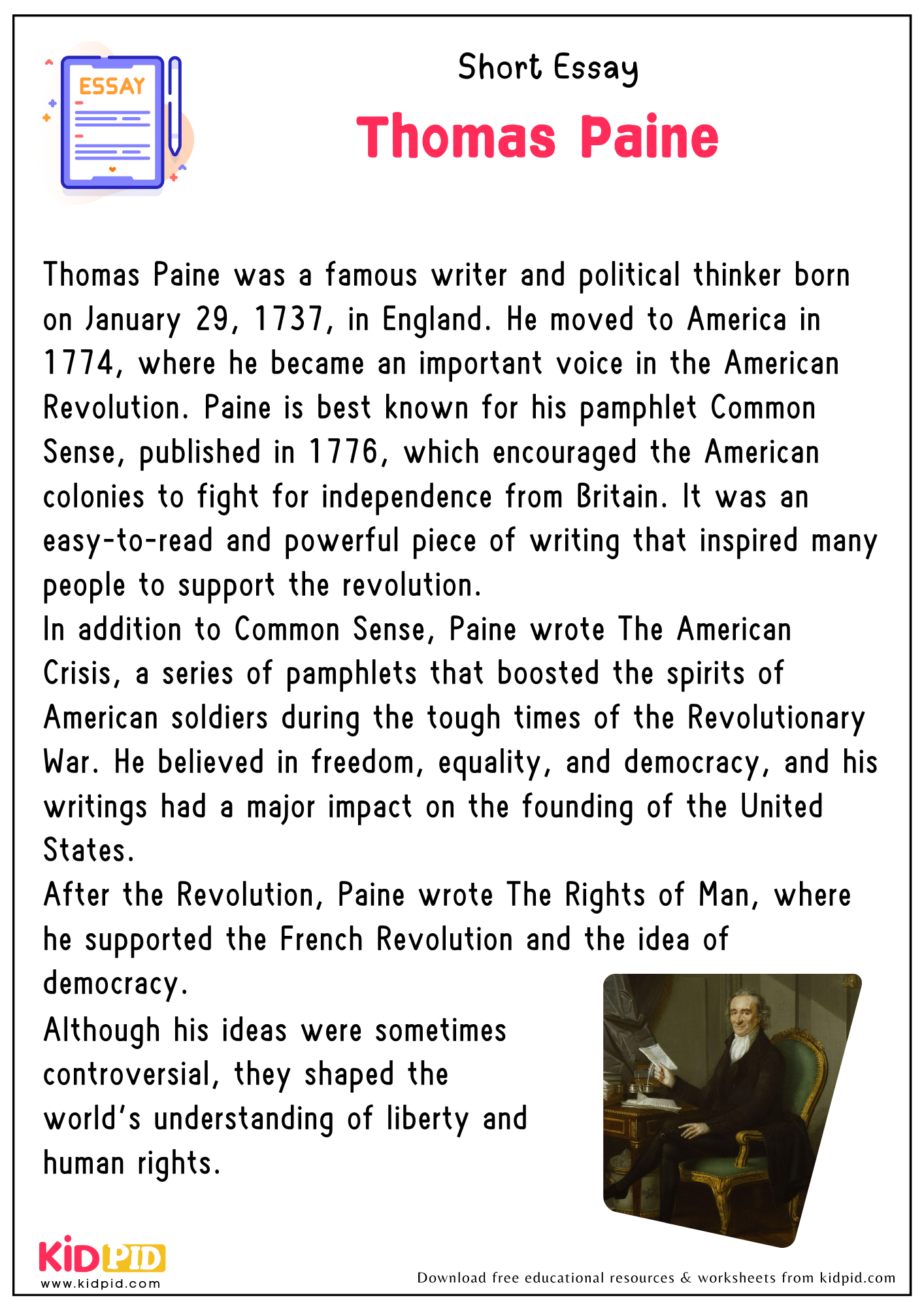 Short Essay Thomas Paine