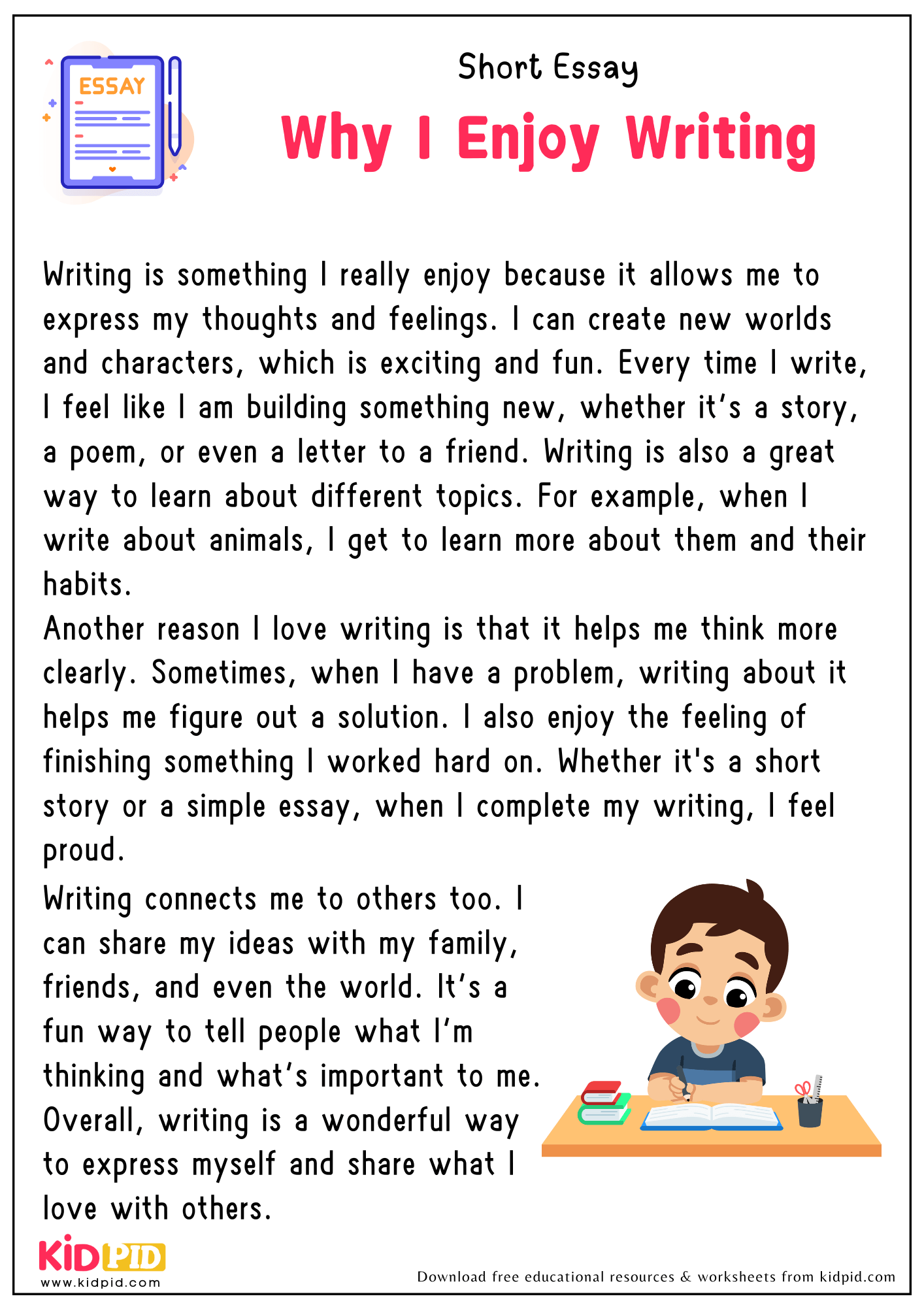 Short Essay On Why I Enjoy Writing