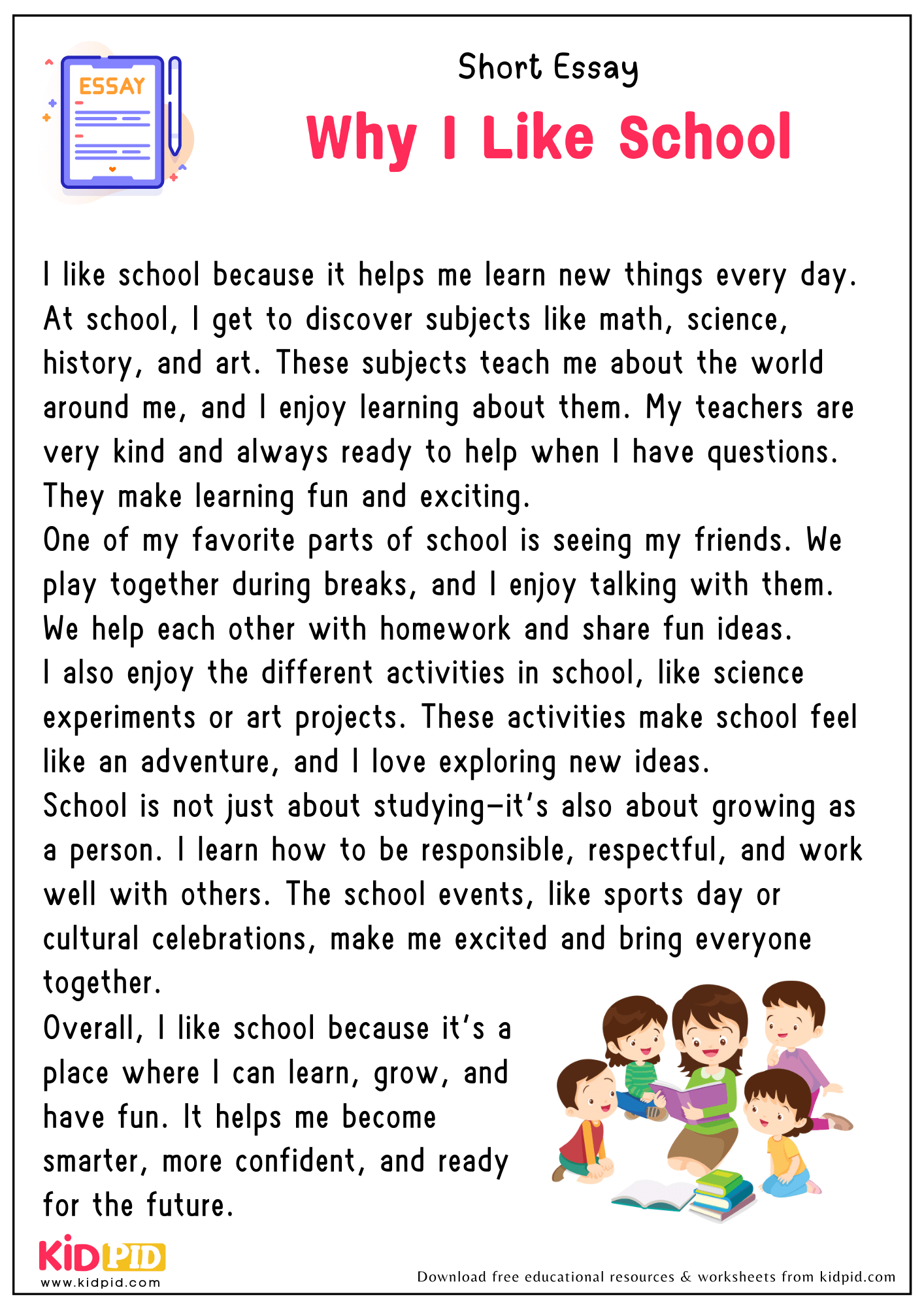 Short Essay Why I Like School