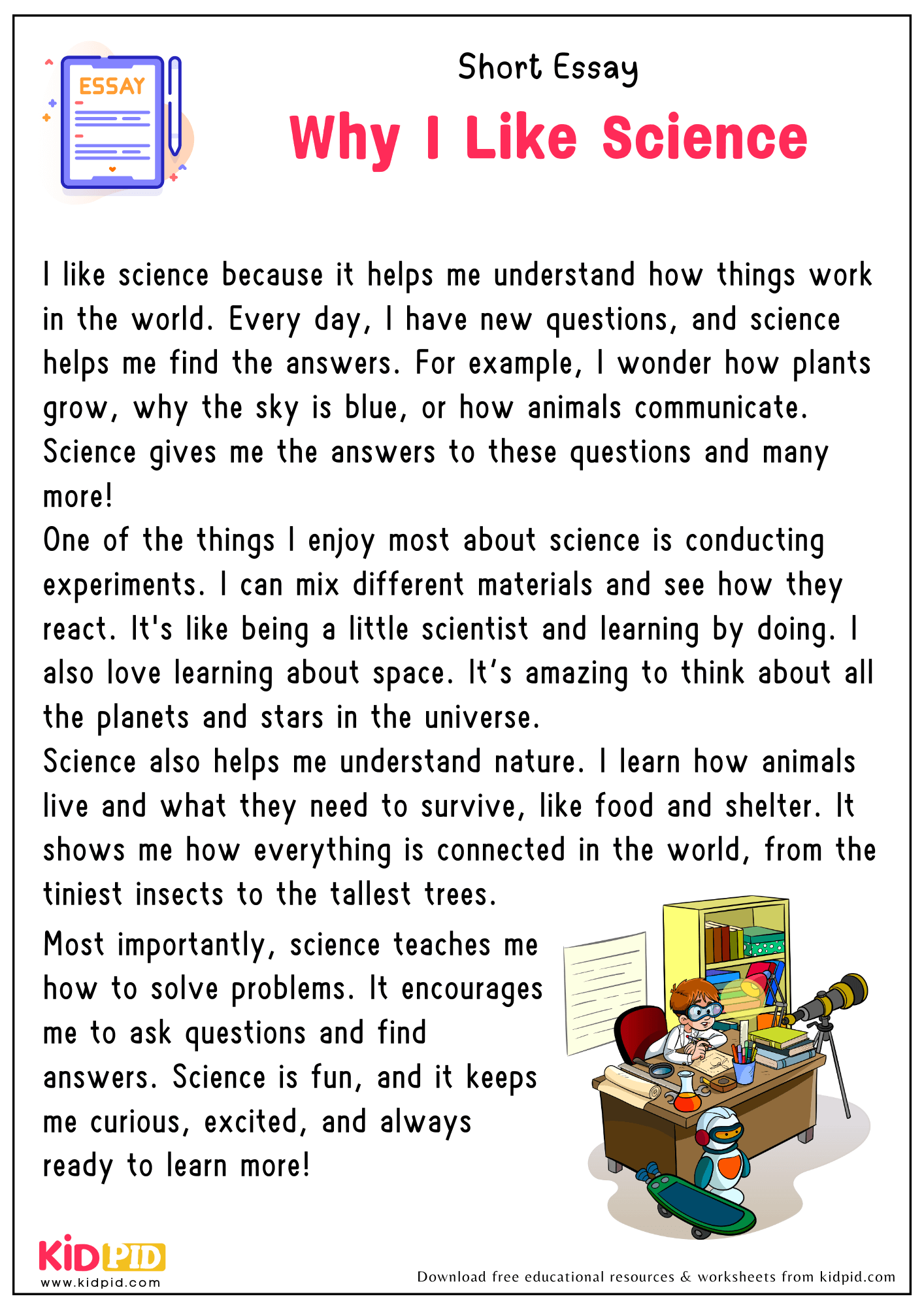 Short Essay on Why I Like Science: