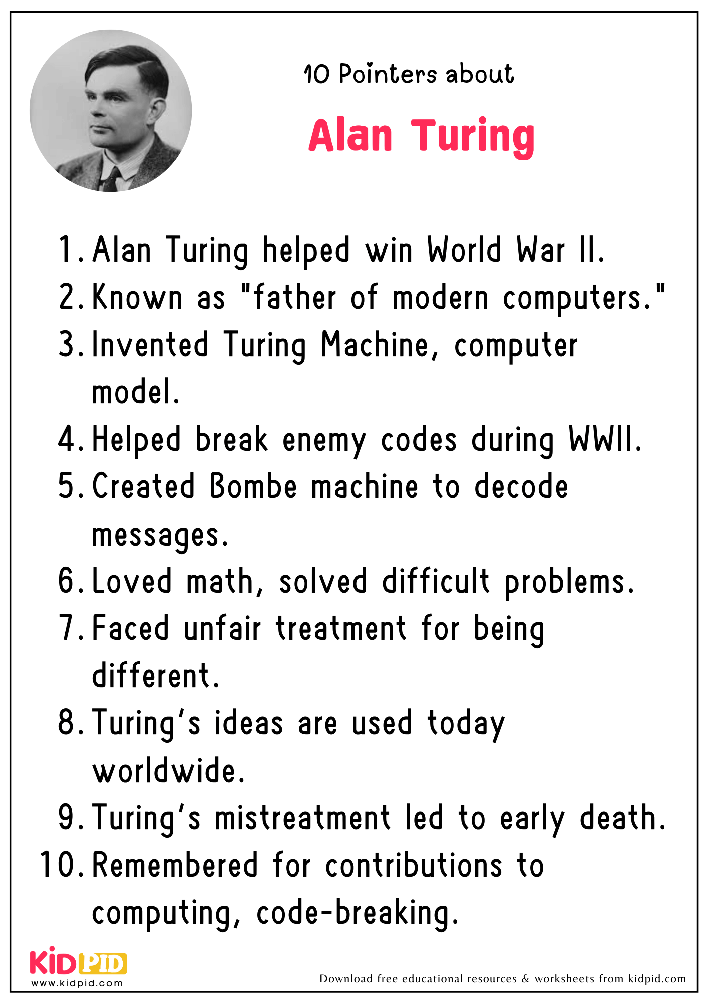 10 Pointers about Alan Turing 