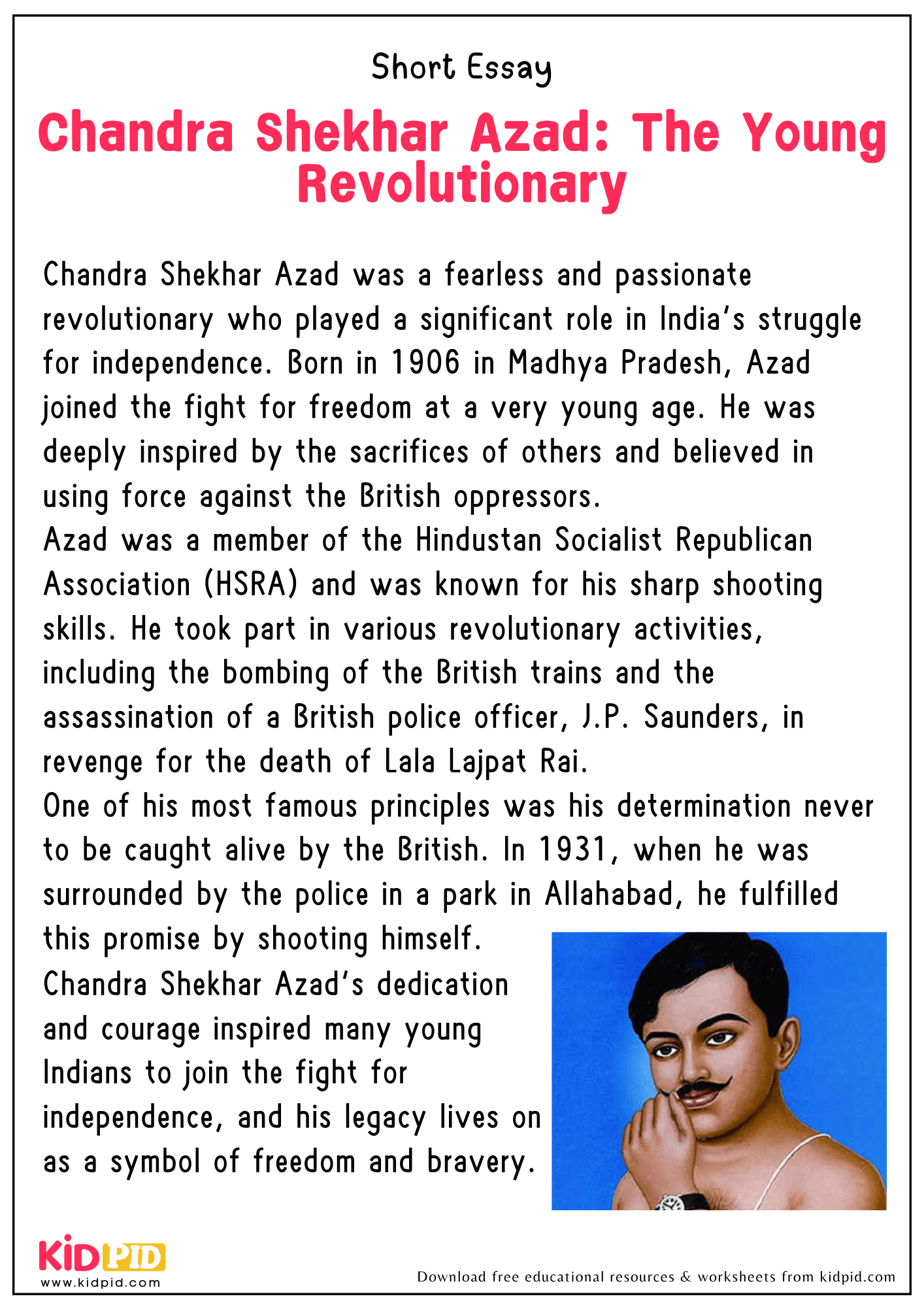 Short Essay on Chandra Shekhar Azad: The Young Revolutionary