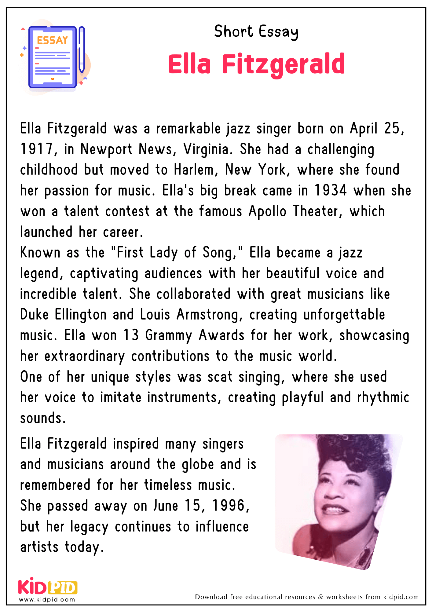 Short Essay on Ella Fitzgerald