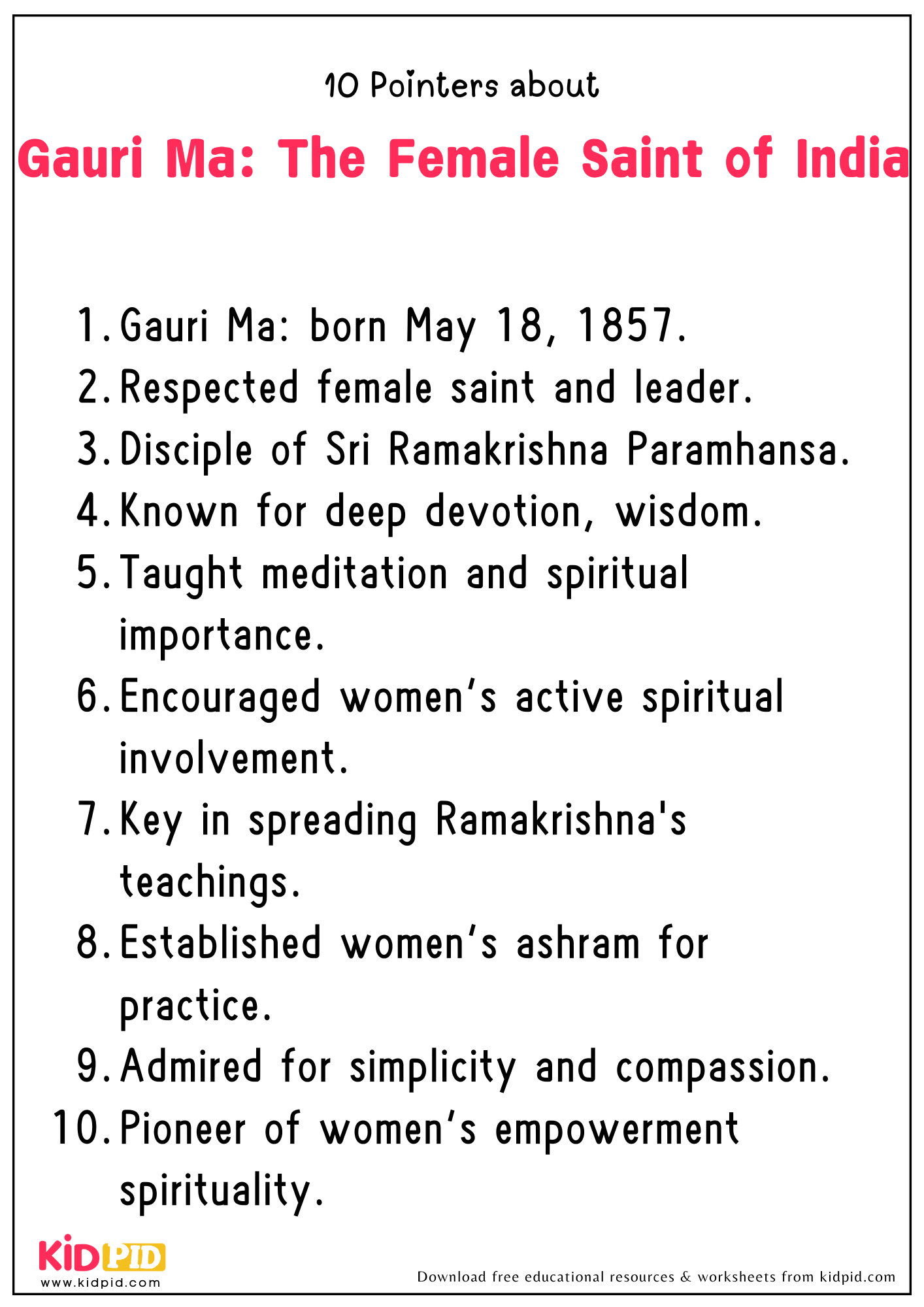 10 Points Gauri Ma The Female Saint of India