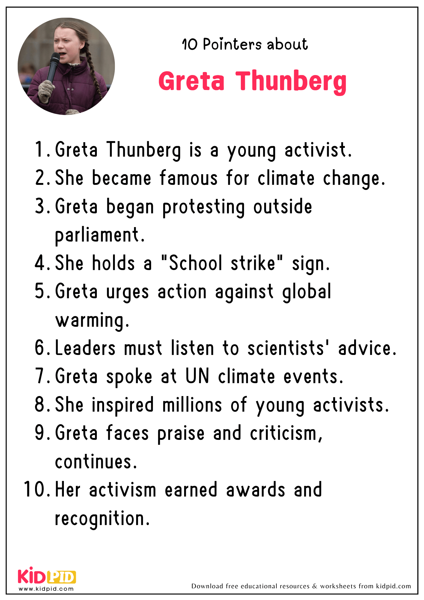 10 Points on the topic ‘ Greta Thunberg’