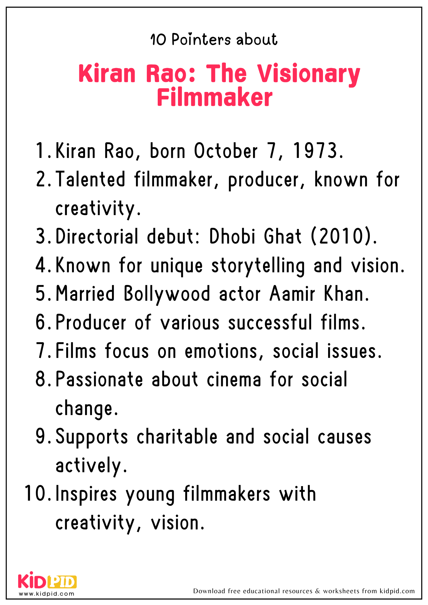 10 Points about Kiran Rao:The Visionary Filmmaker