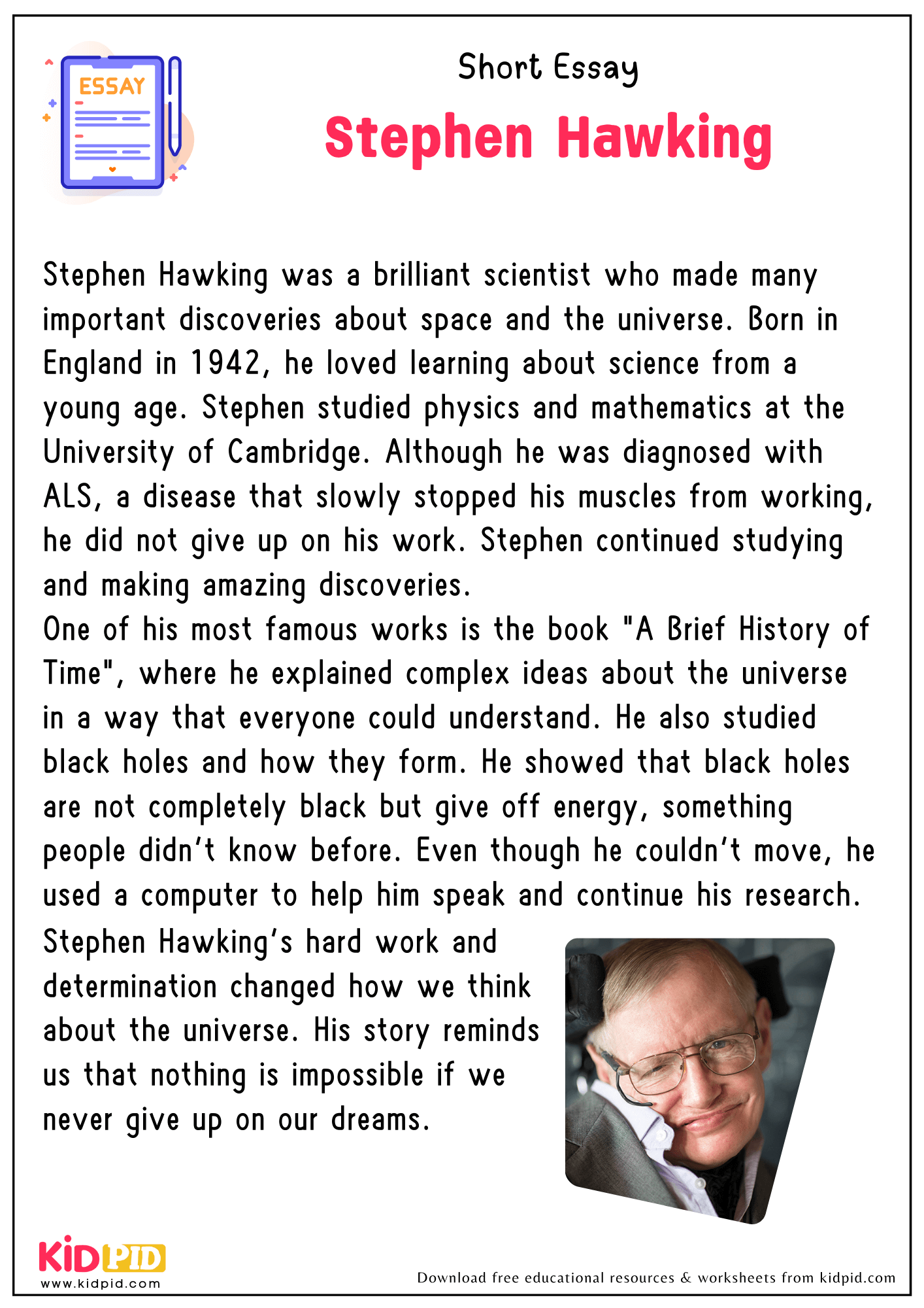 Short Essay on Stephen Hawking
