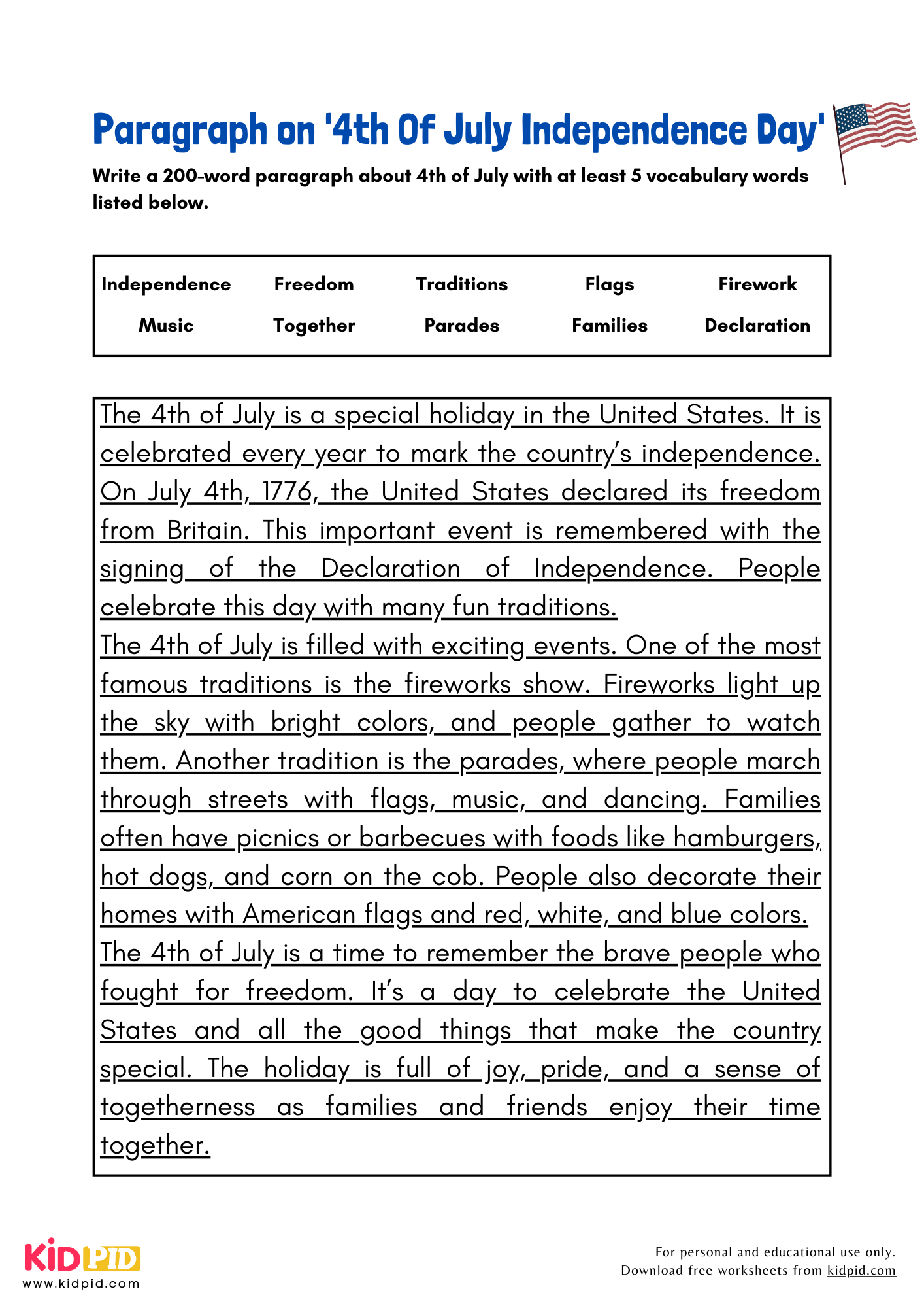 Paragraph on '4th Of July Independence Day' - 200 Words