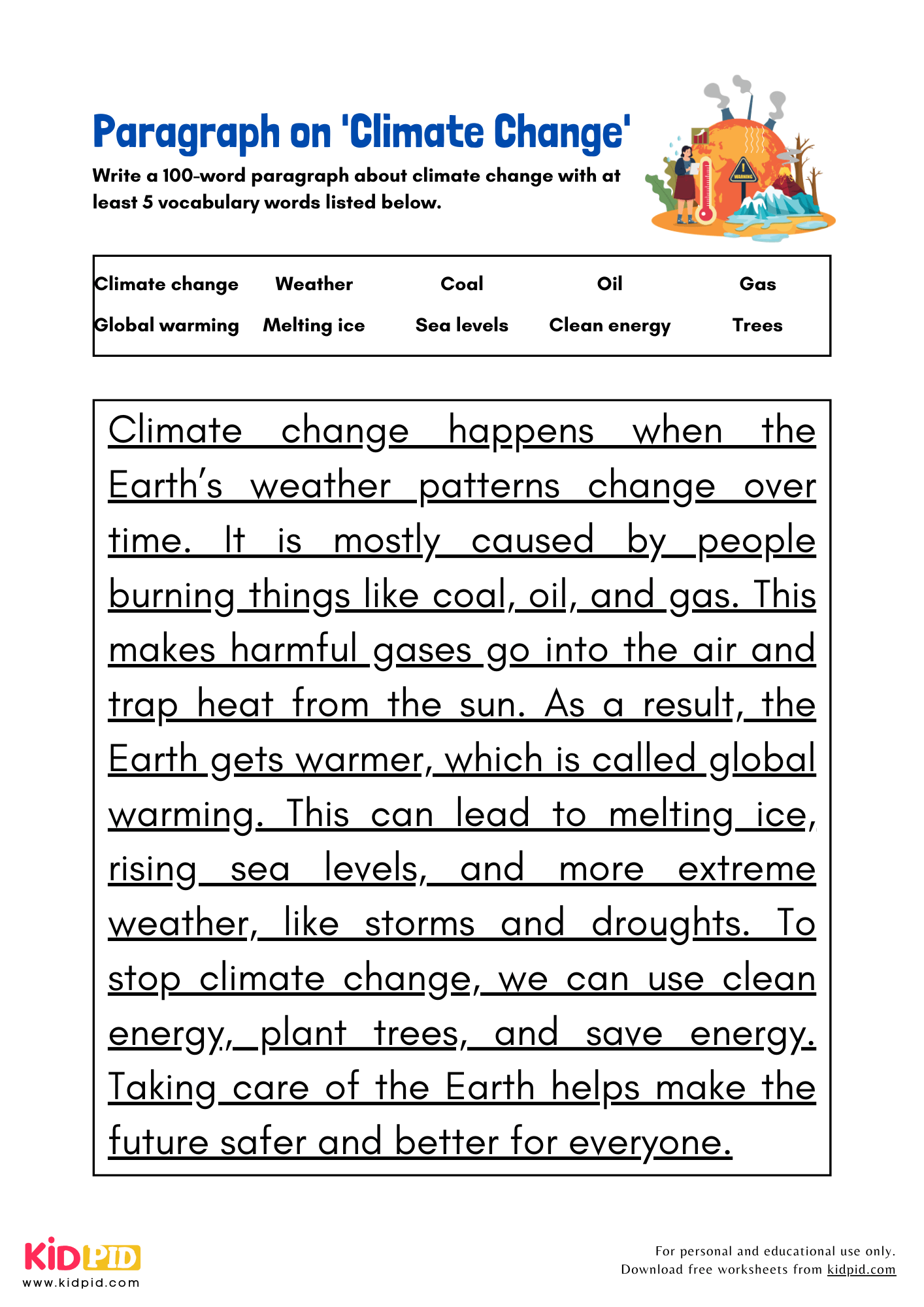 Paragraph on 'Climate Change' - 100 Words