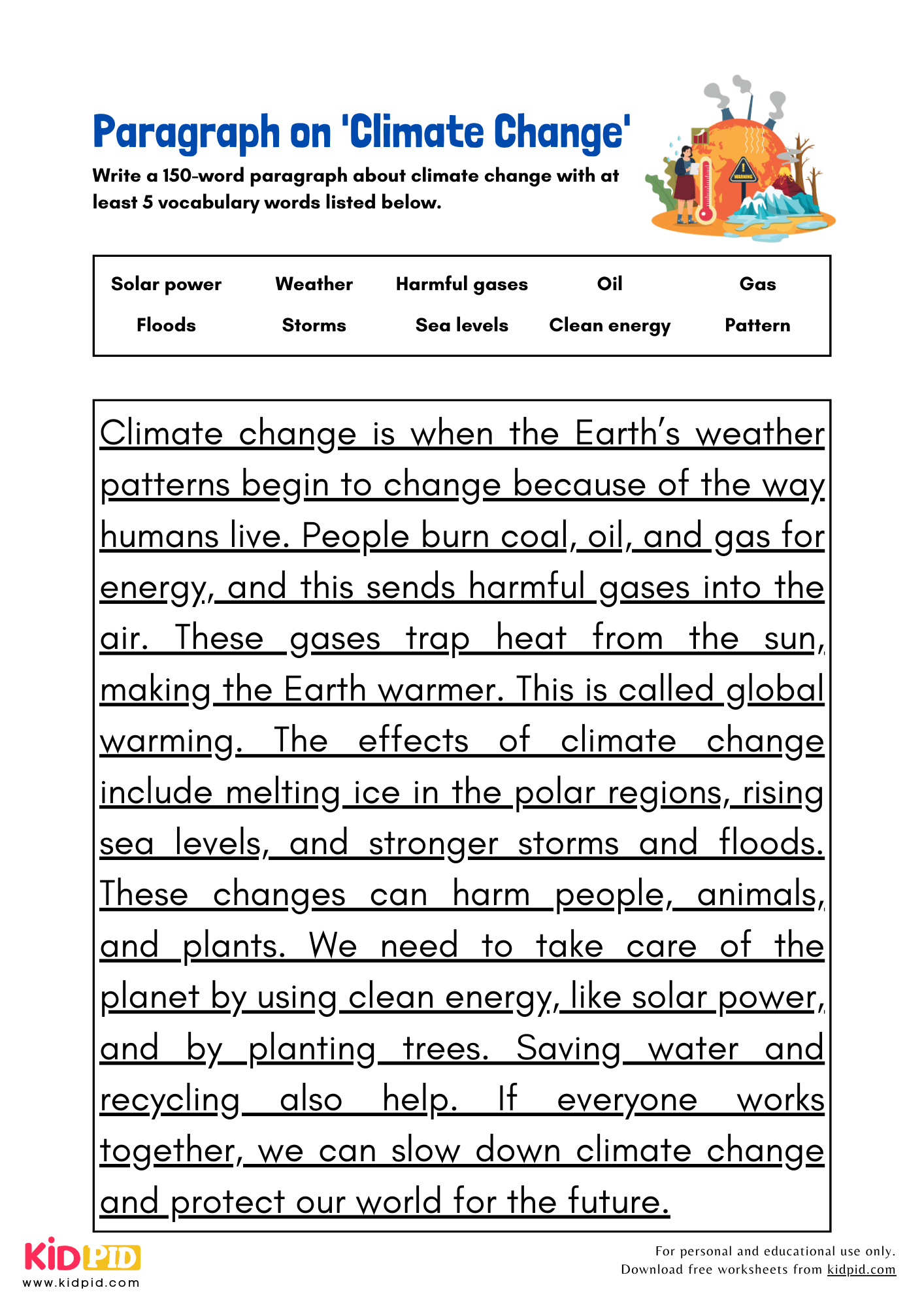 Paragraph on 'Climate Change' - 150 Words