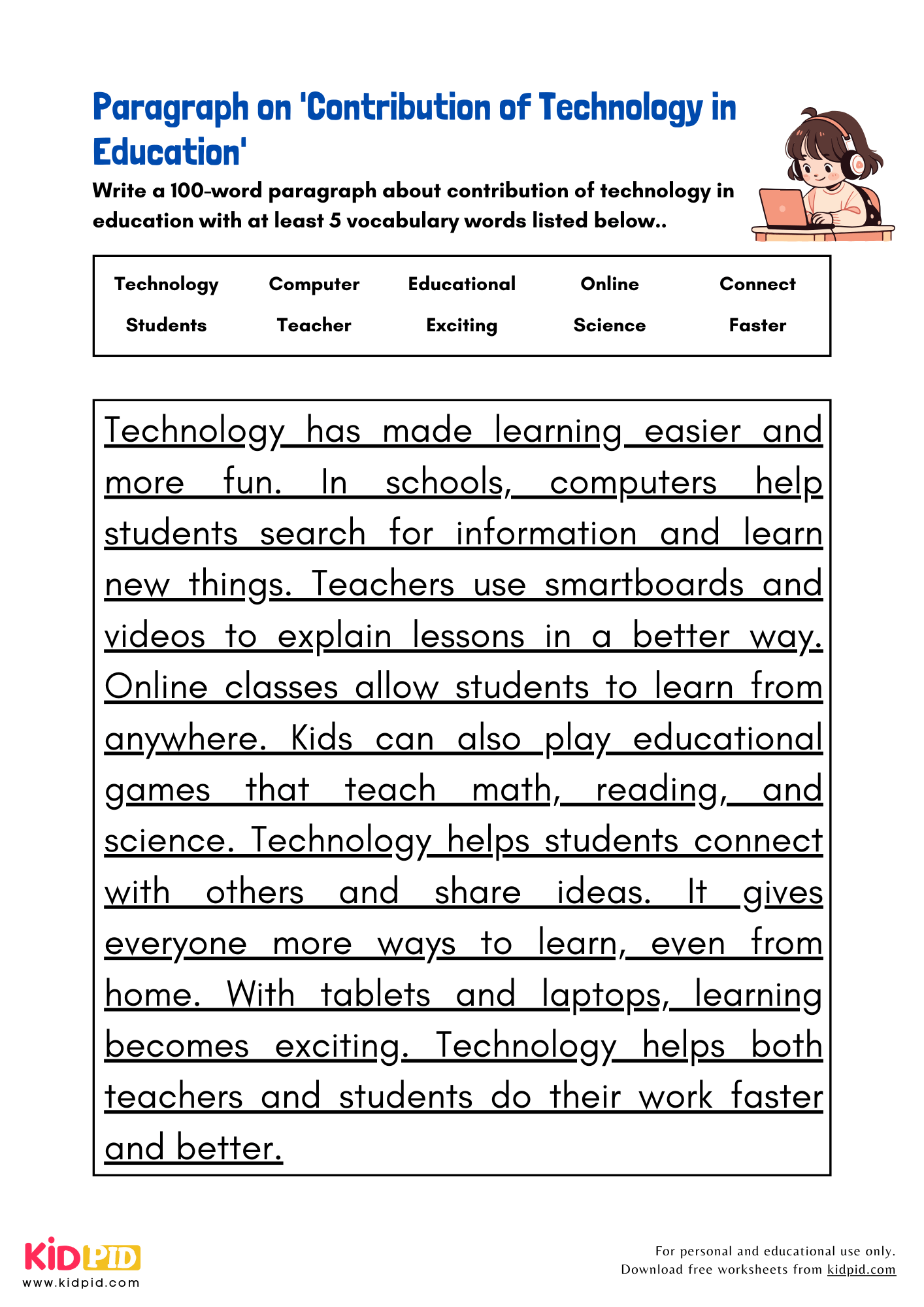 Paragraph on 'Contribution of Technology in Education' - 100 Words