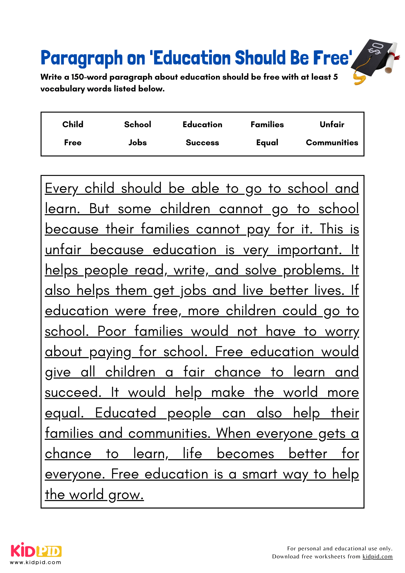 Paragraph on 'Education Should Be Free' - 150 Words