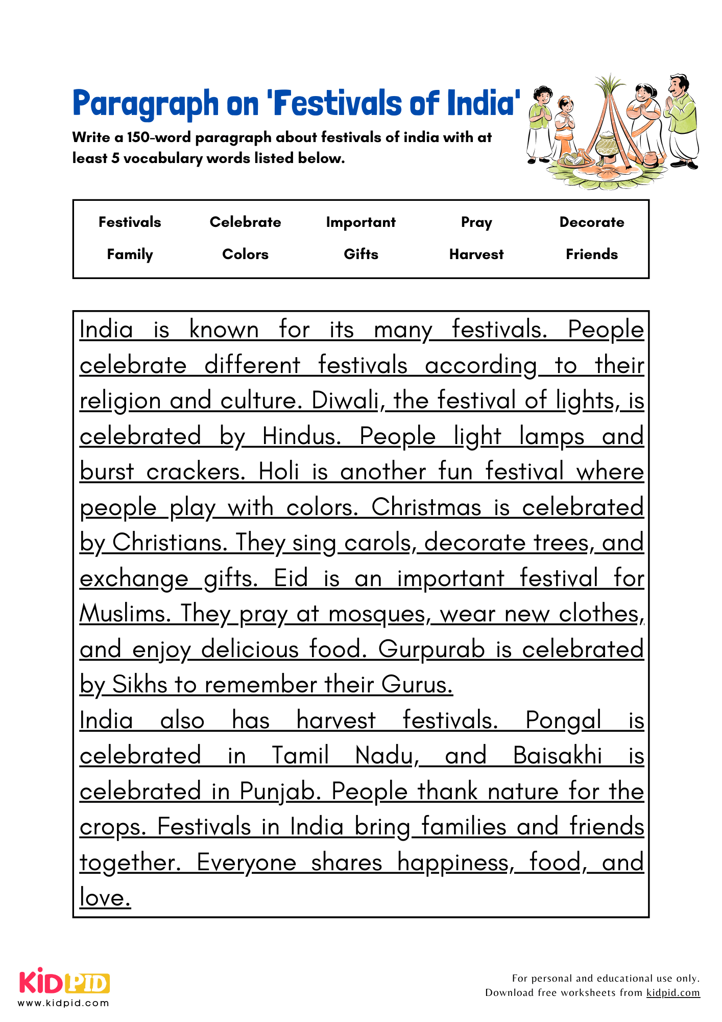 Paragraph on 'Festivals of India' - 150 Words