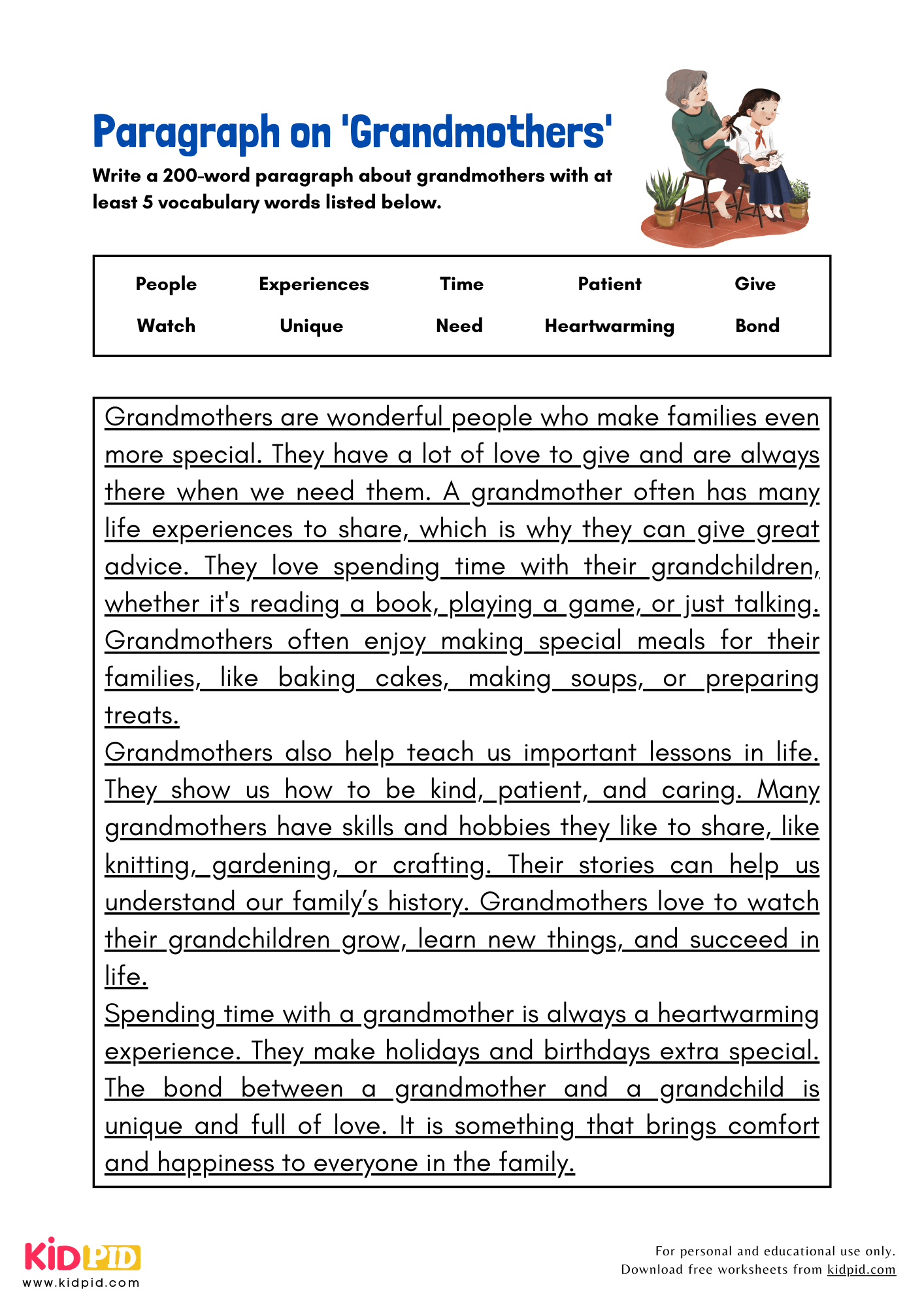 Paragraph on 'Grandmothers' - 200 Words