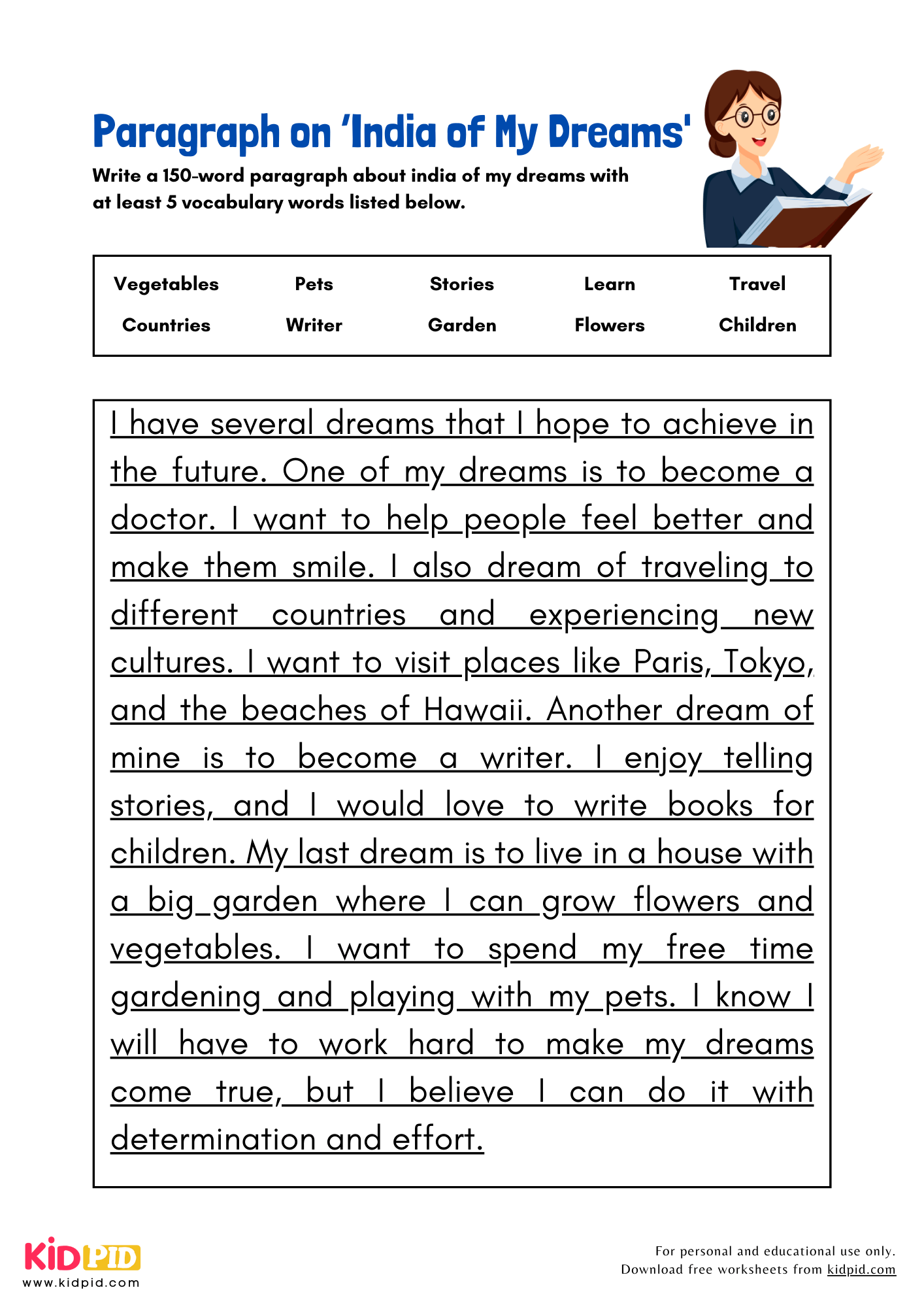 Paragraph on 'India of My Dreams' - 150 Words