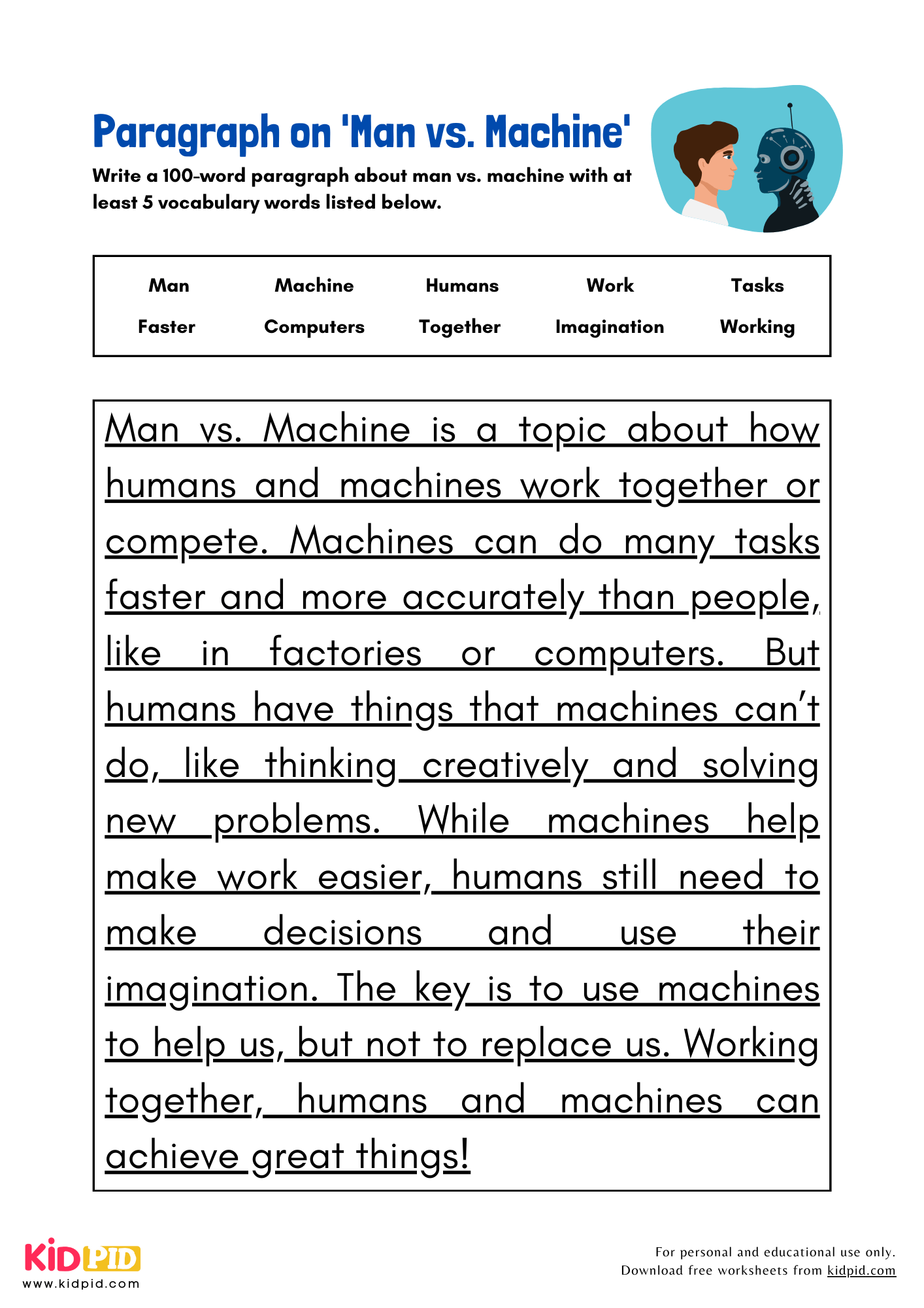 Paragraph on 'Man vs. Machine' - 100 Words 