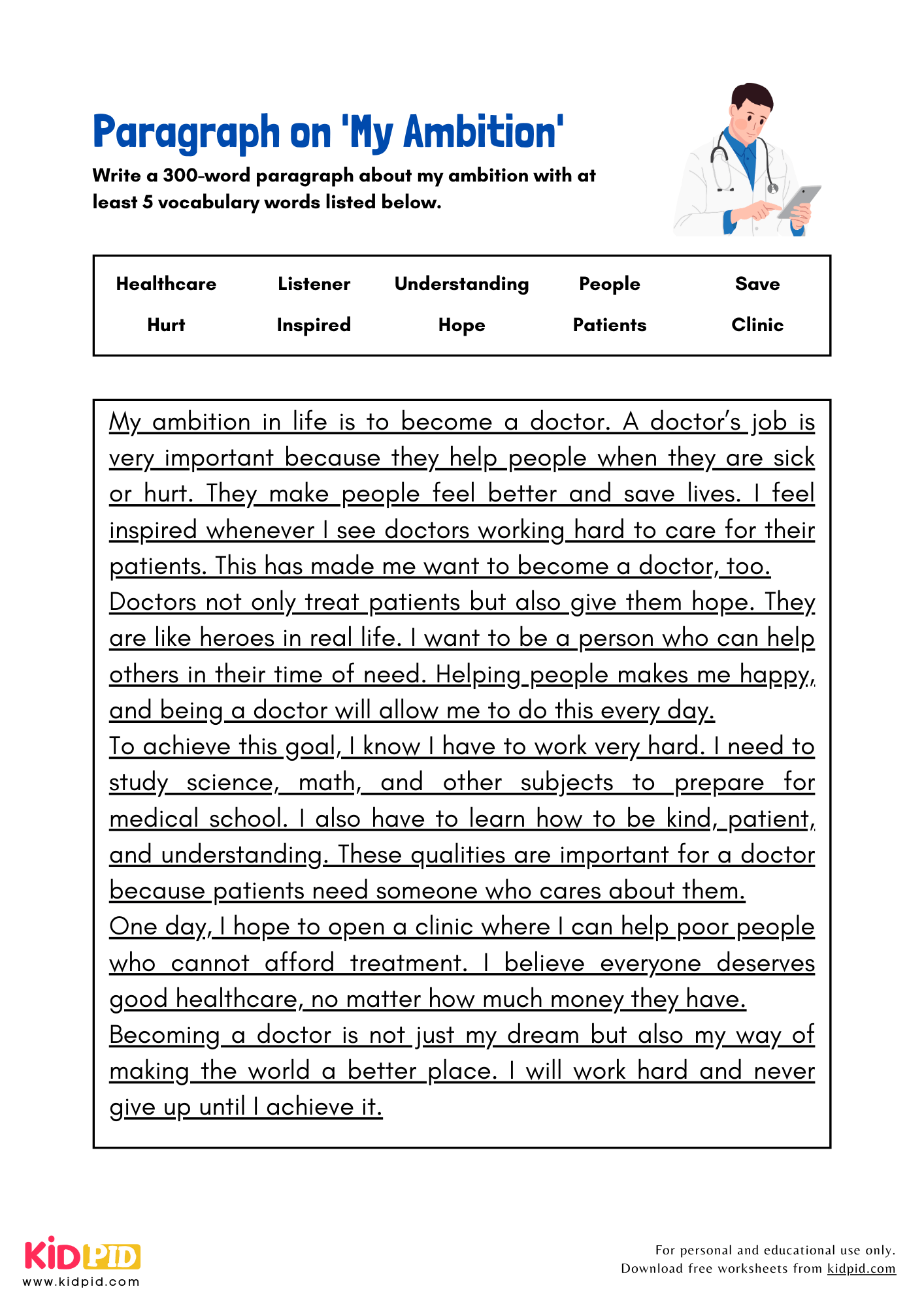 Paragraph on 'My Ambition' - 300 Words