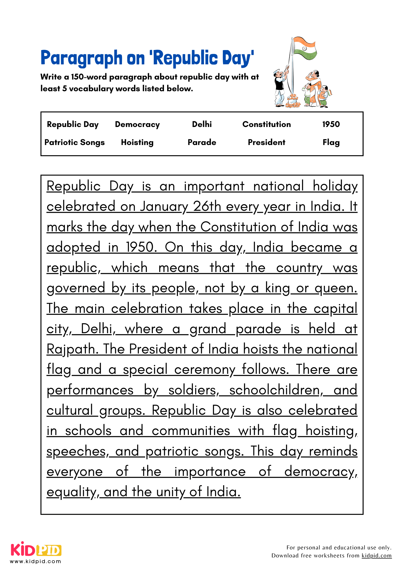 Paragraph on 'Republic Day' - 150 Words 