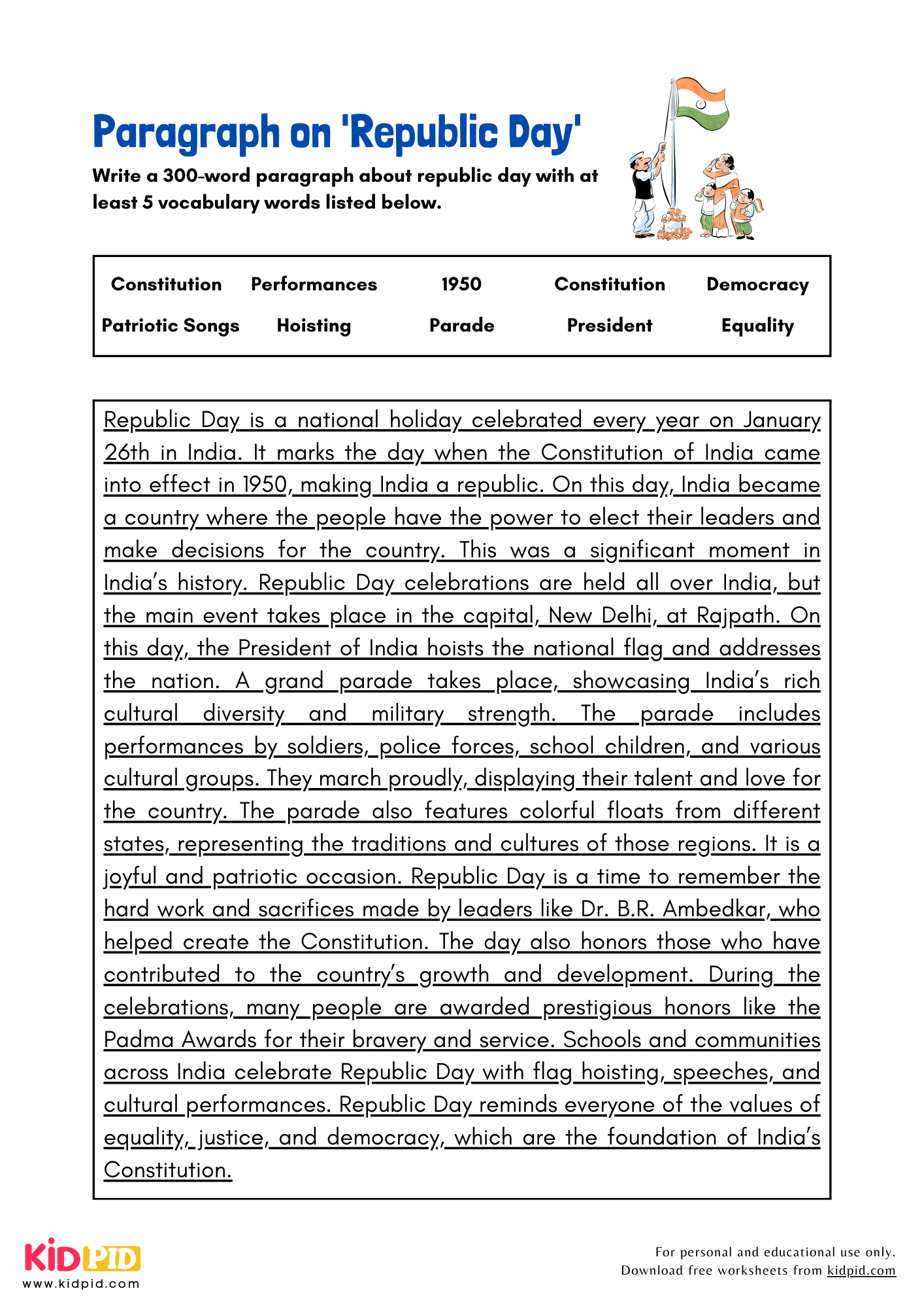 Paragraph on 'Republic Day' - 300 Words