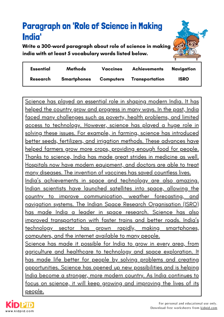 Paragraph on 'Role of Science in Making India' - Kidpid