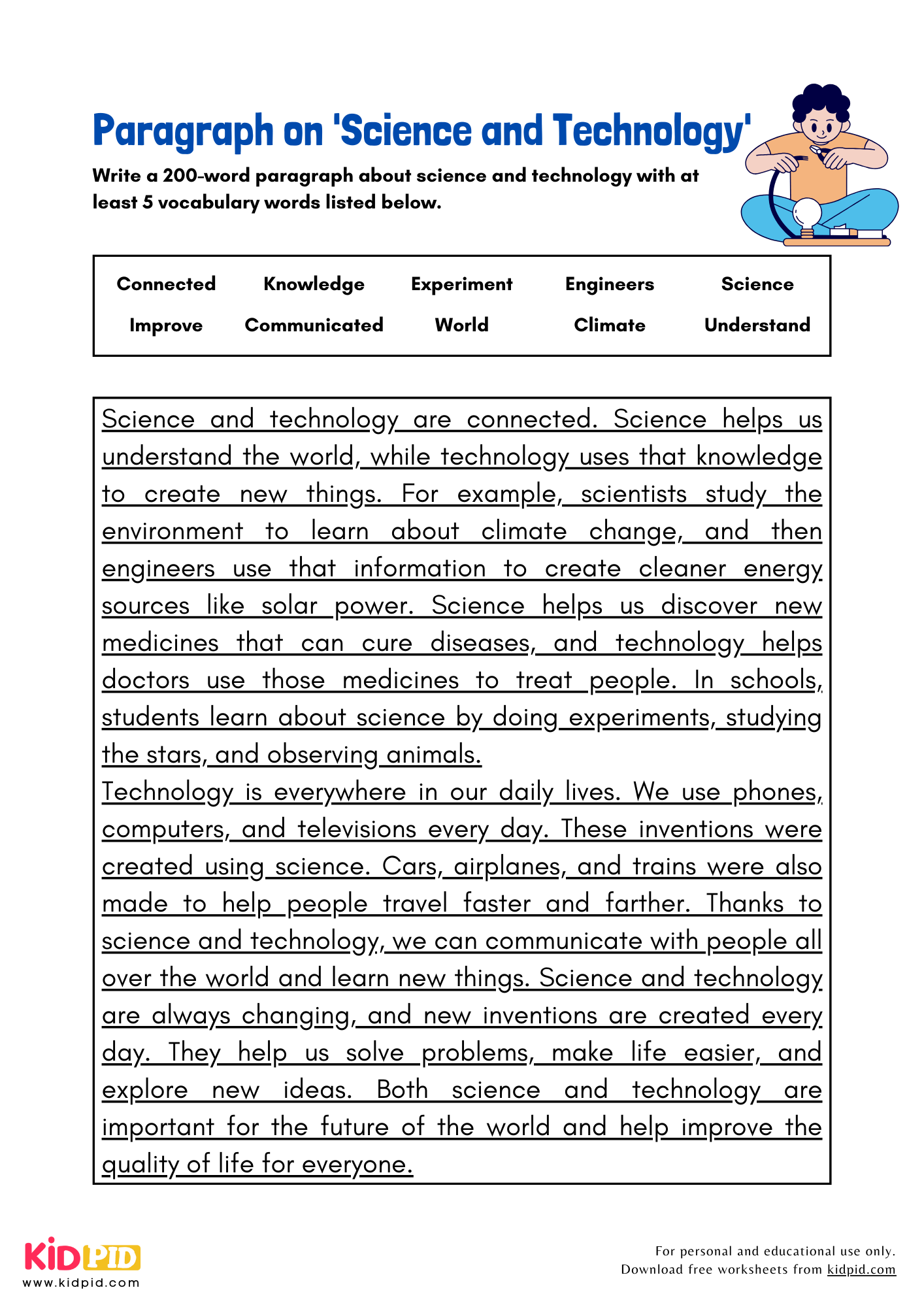 Paragraph on 'Science and Technology' - 200 Words