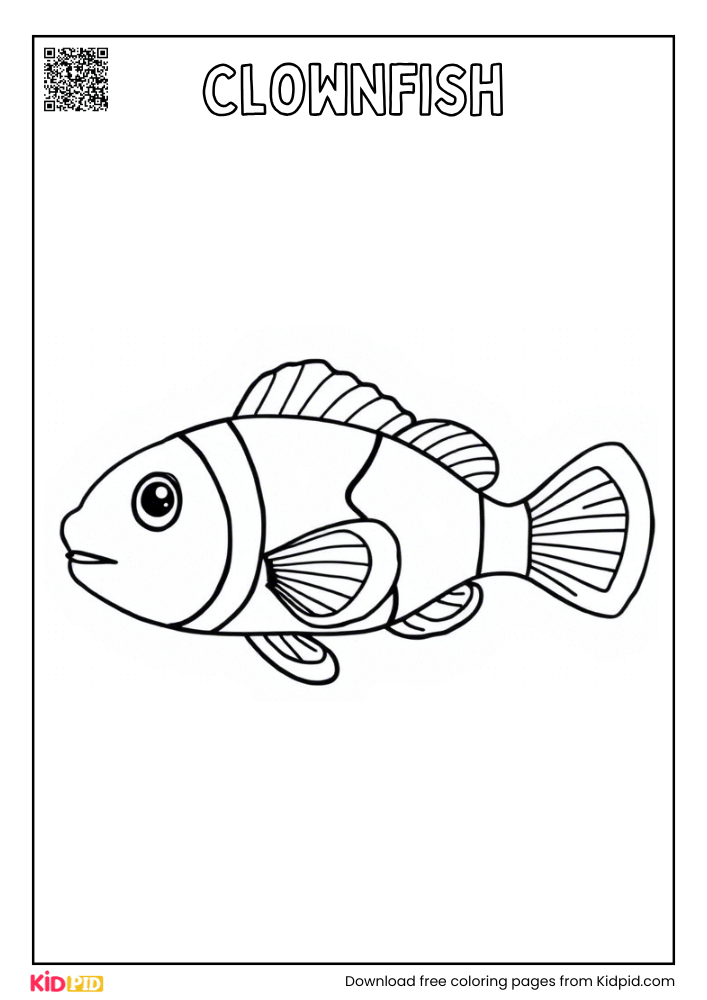 Clownfish Sea Animals Coloring Page For Kids