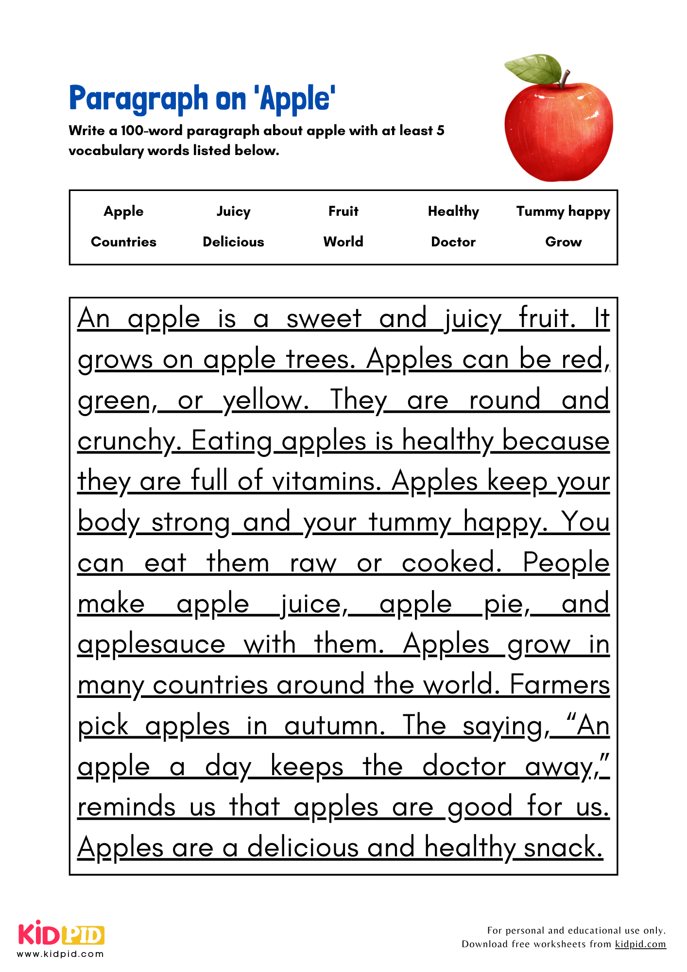 Paragraph on 'Apple' - 100 Words