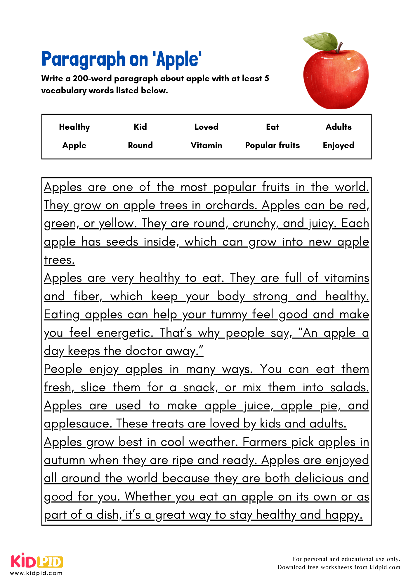 Paragraph on 'Apple' - 200 Words 