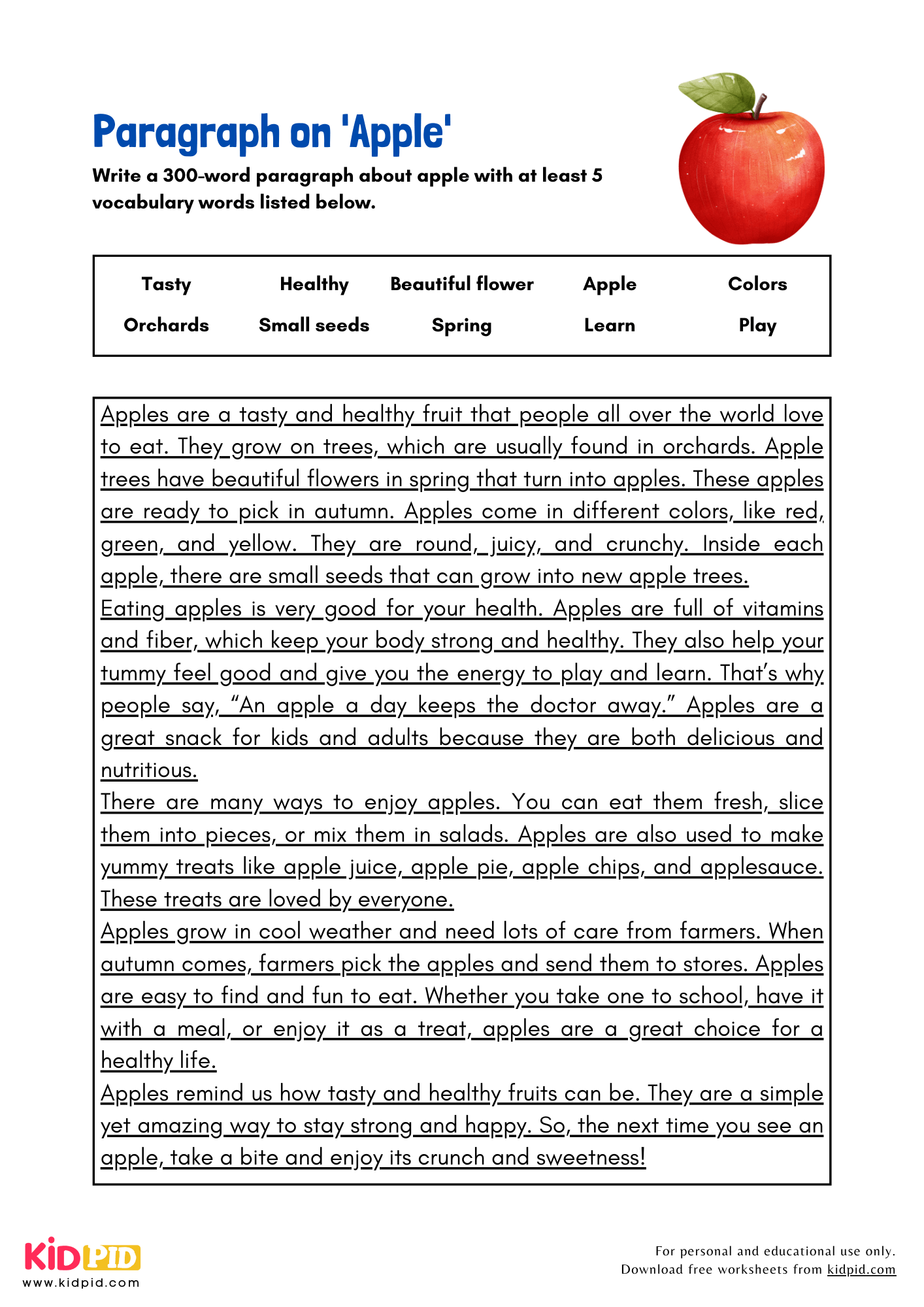 Paragraph on 'Apple' - 300 Words