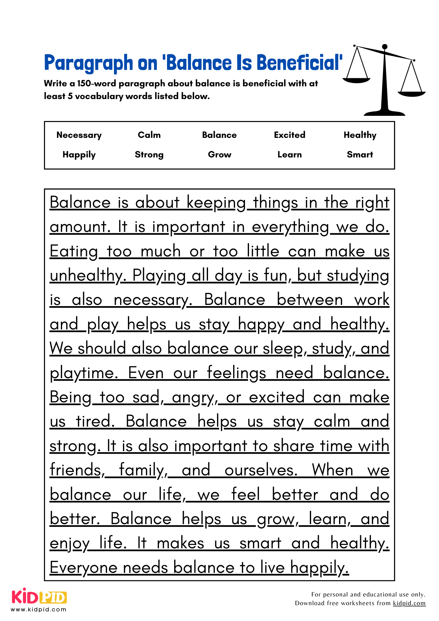 Paragraph on 'Balance is Beneficial' - 150 Words