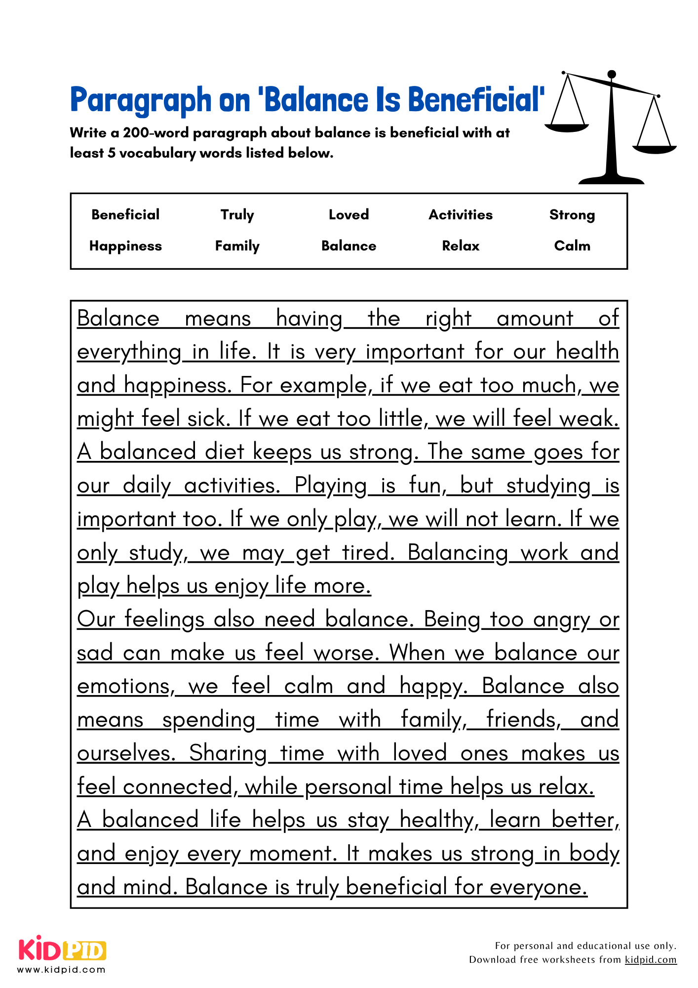 Paragraph on 'Balance is Beneficial' - 200 Words