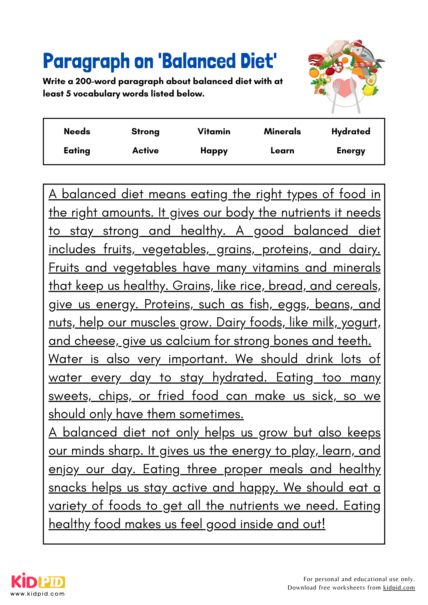 Paragraph on 'Balanced Diet' - 200 Words