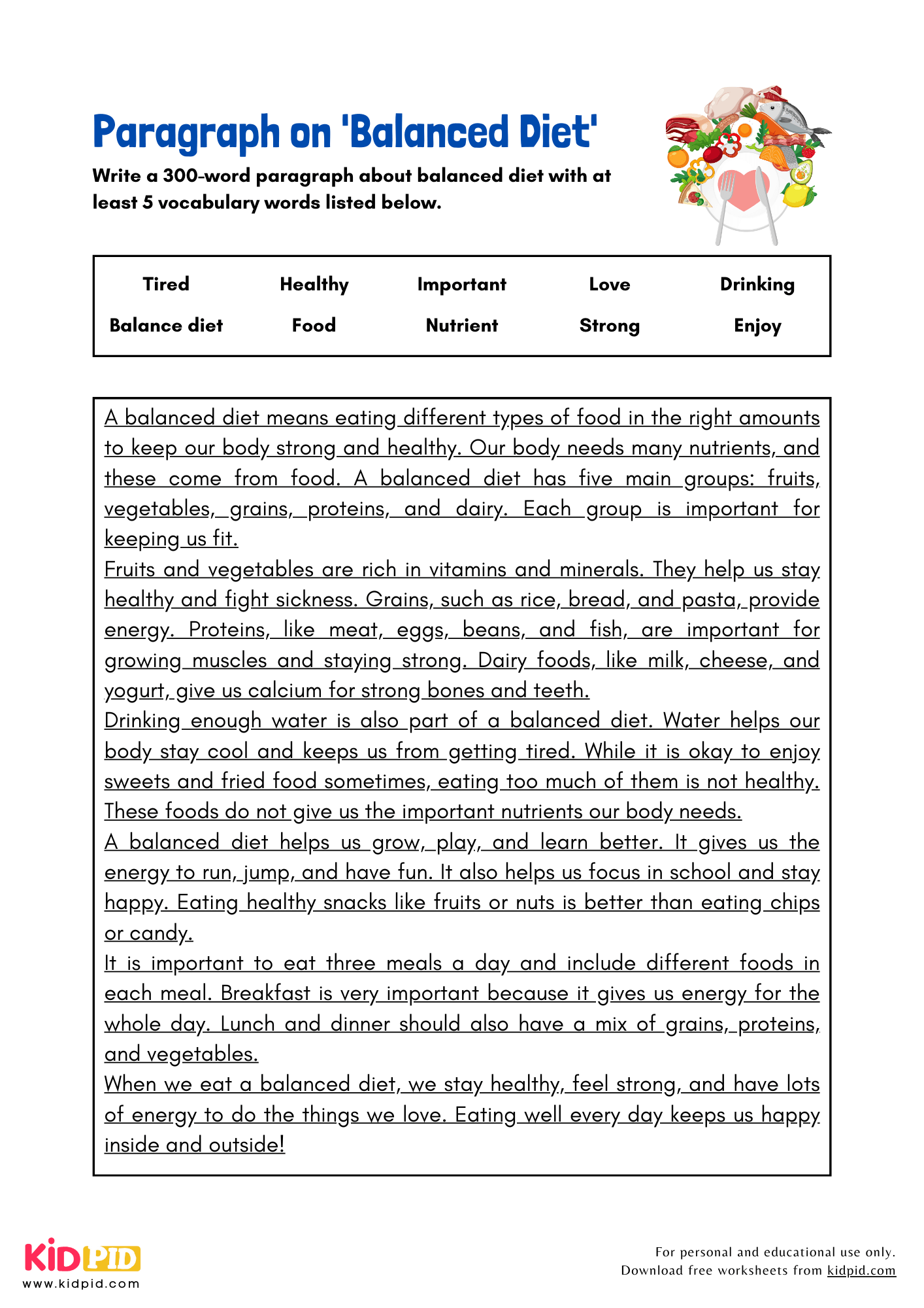 Paragraph on 'Balanced Diet' - 300 Words