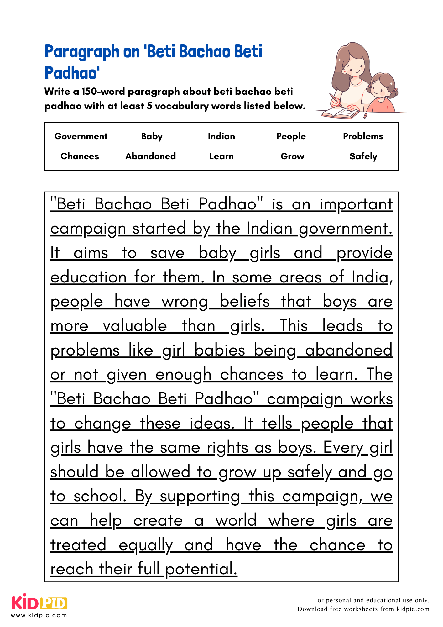 Paragraph on 'Beti Bachao Beti Padhao' - 150 Words
