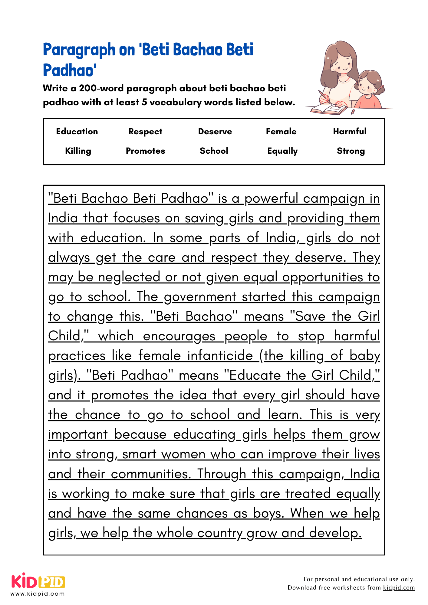 Paragraph on 'Beti Bachao Beti Padhao' - 200 Words