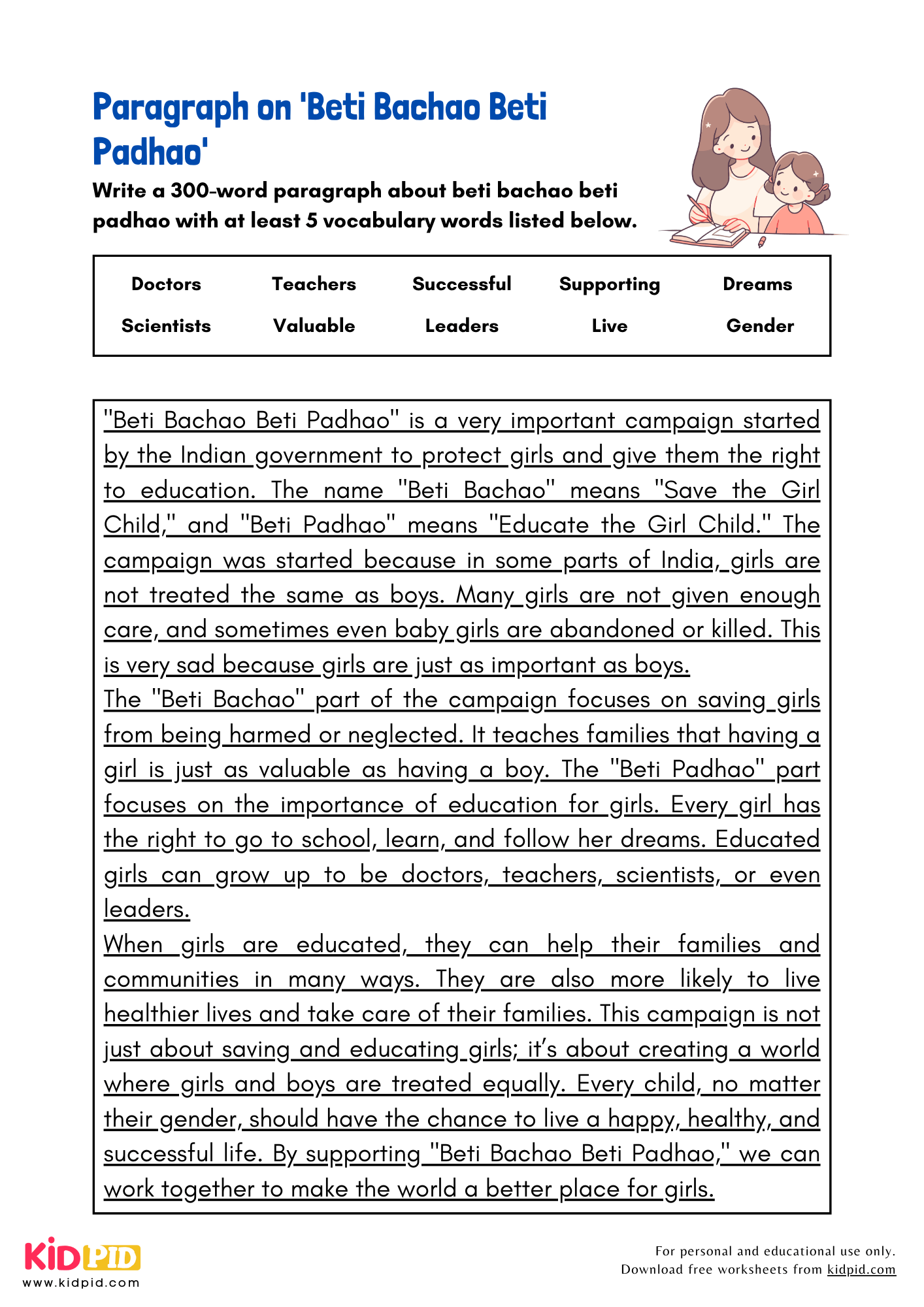 Paragraph on 'Beti Bachao Beti Padhao' - 300 Words