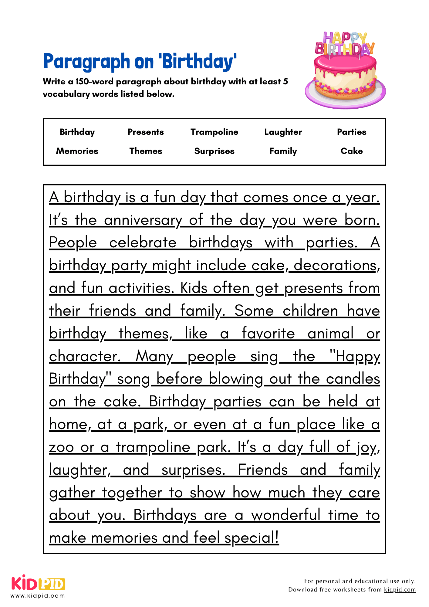 Paragraph on 'Birthday' - 150 Words