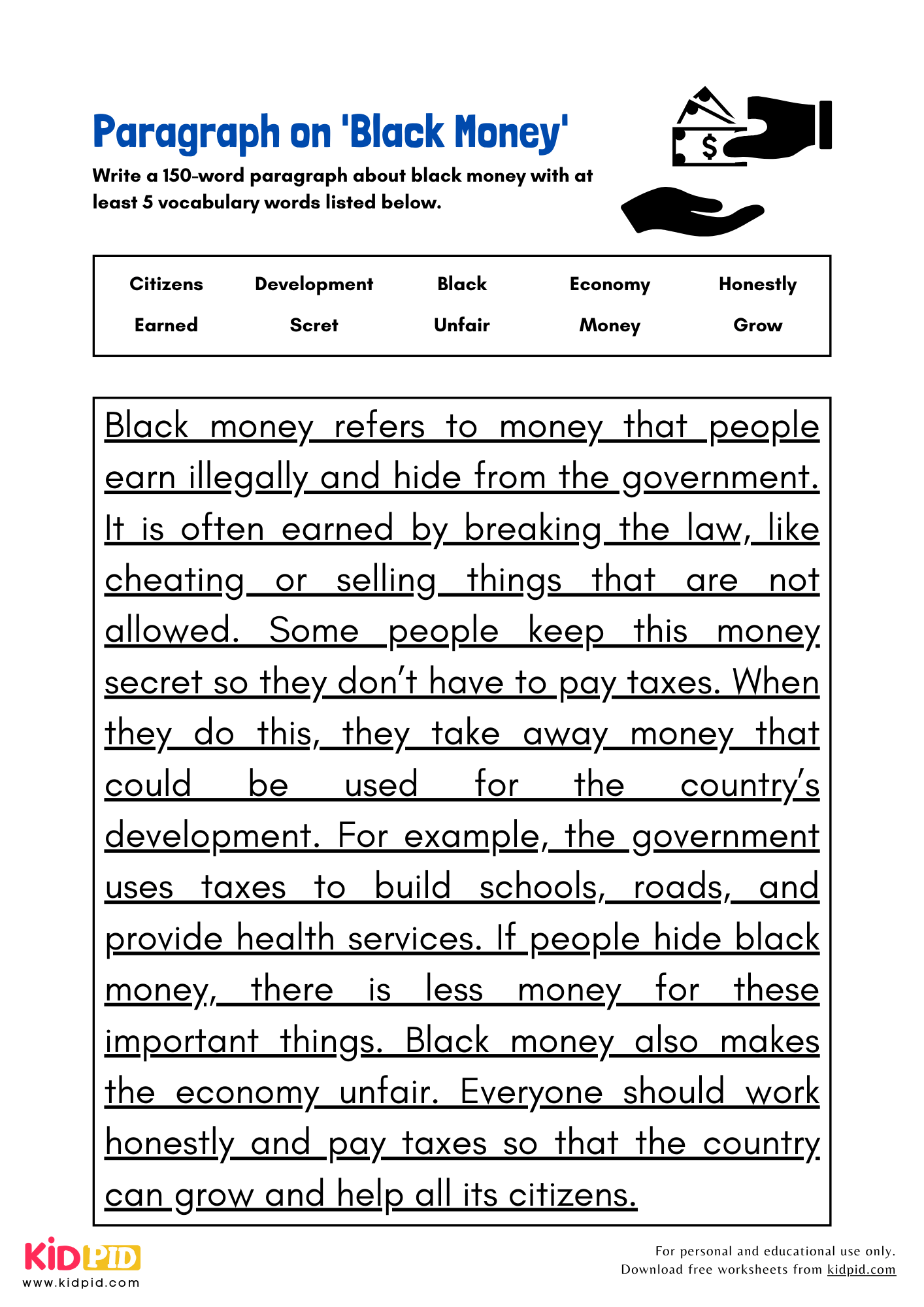 Paragraph on 'Black Money' - 150 Words