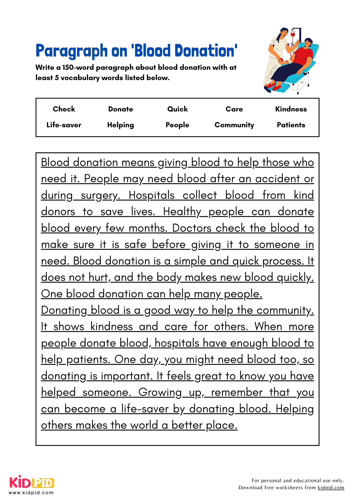 Paragraph on 'Blood Donation' - 150 Words