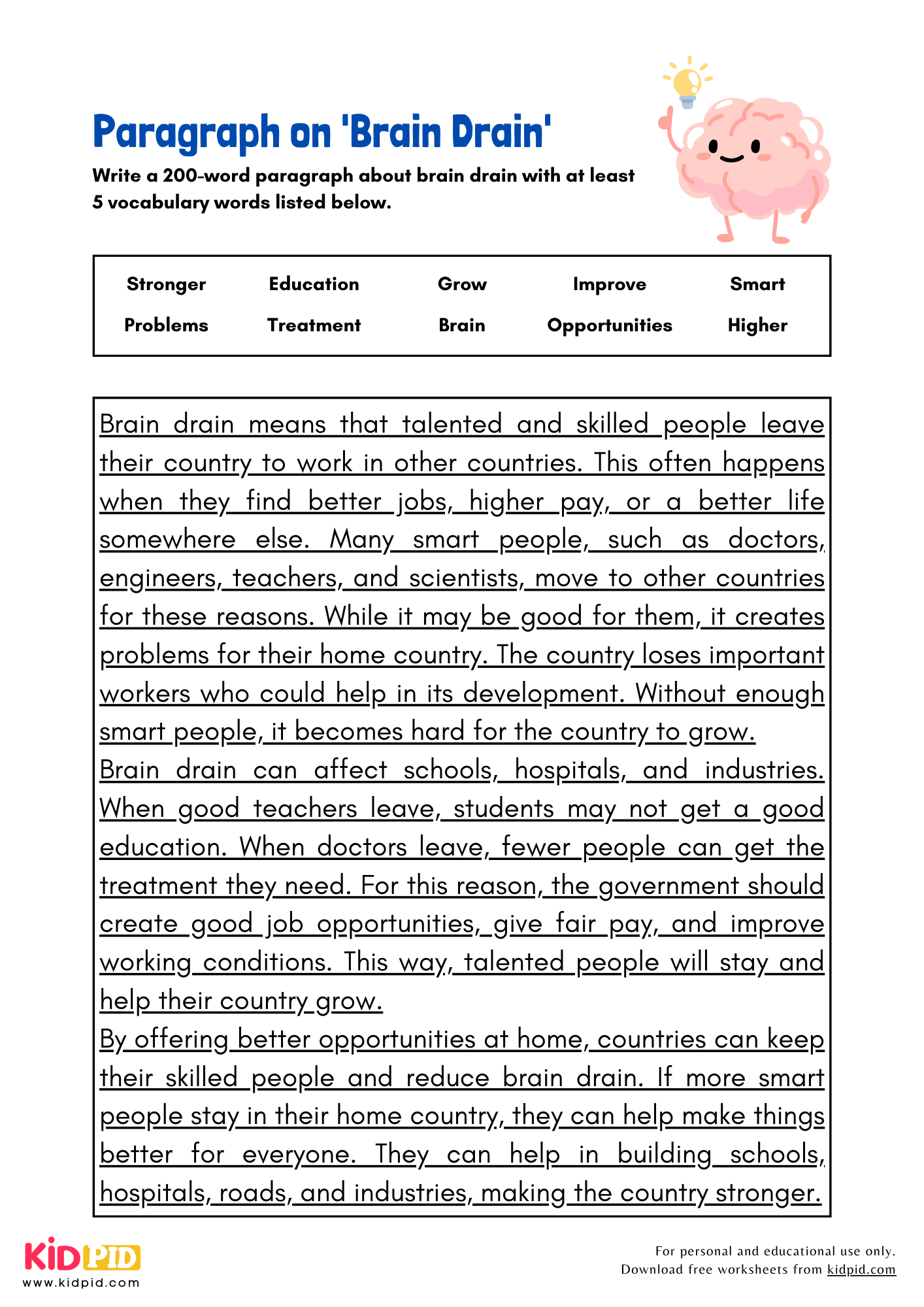 Paragraph on 'Brain Drain' - 200 Words